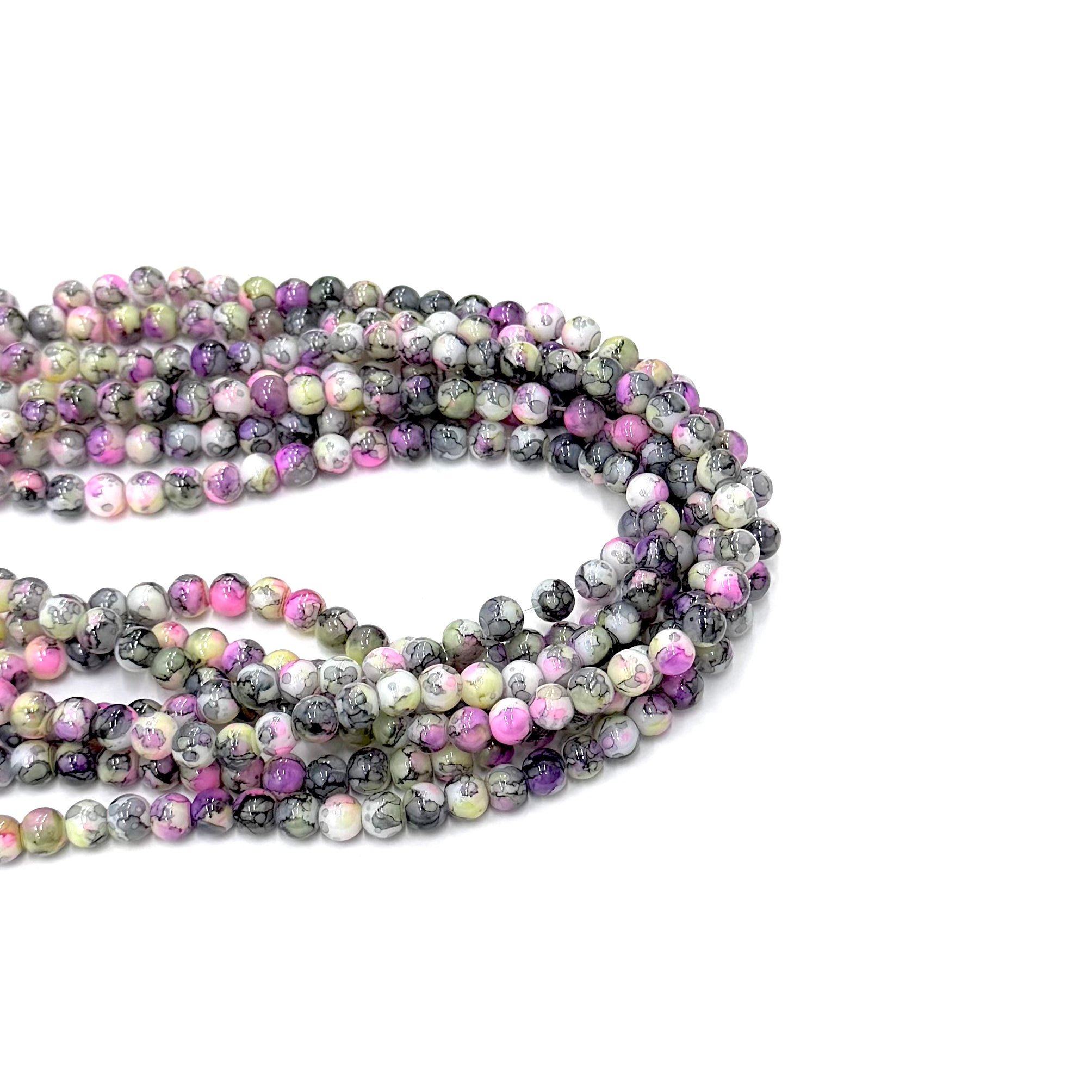 PERLA DE VIDRIO | MATIZADO | NEGRO ROSADO Y AMARILLO