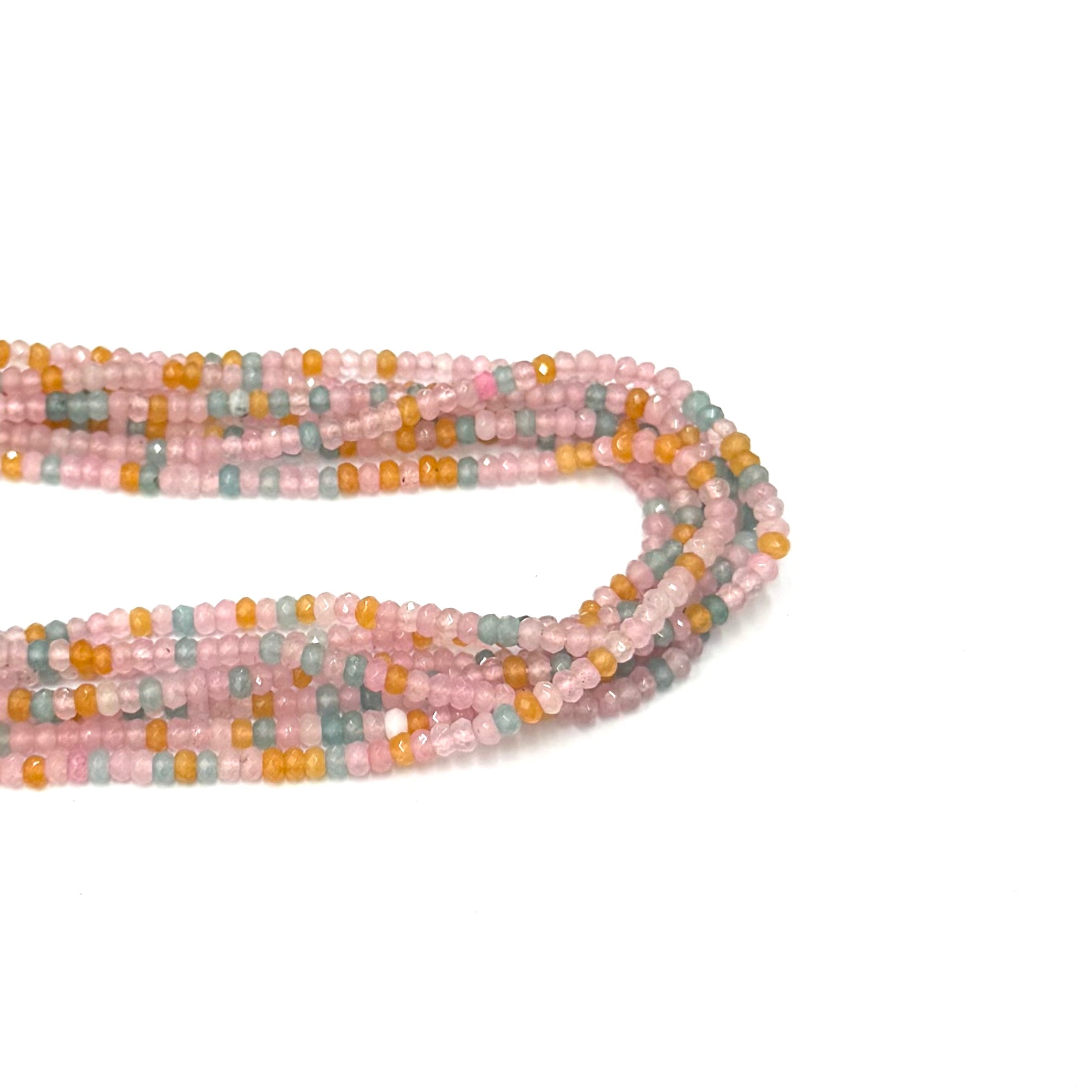 AGATA FACETADA RONDELL | 4MM | ROSADO CELESTE Y NARANJA