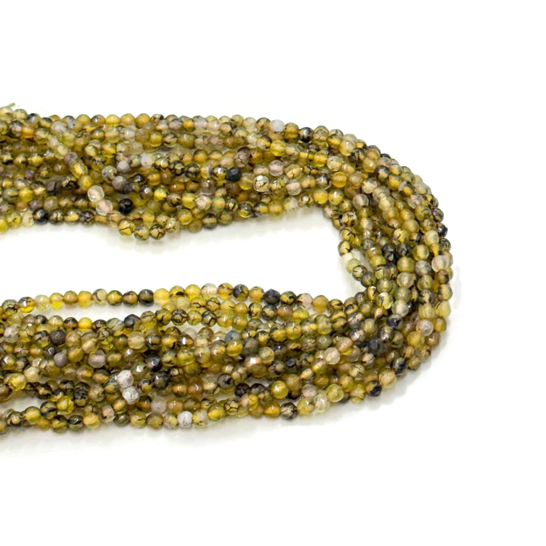 Agata Facetada | 4mm | Amarillo venas negras