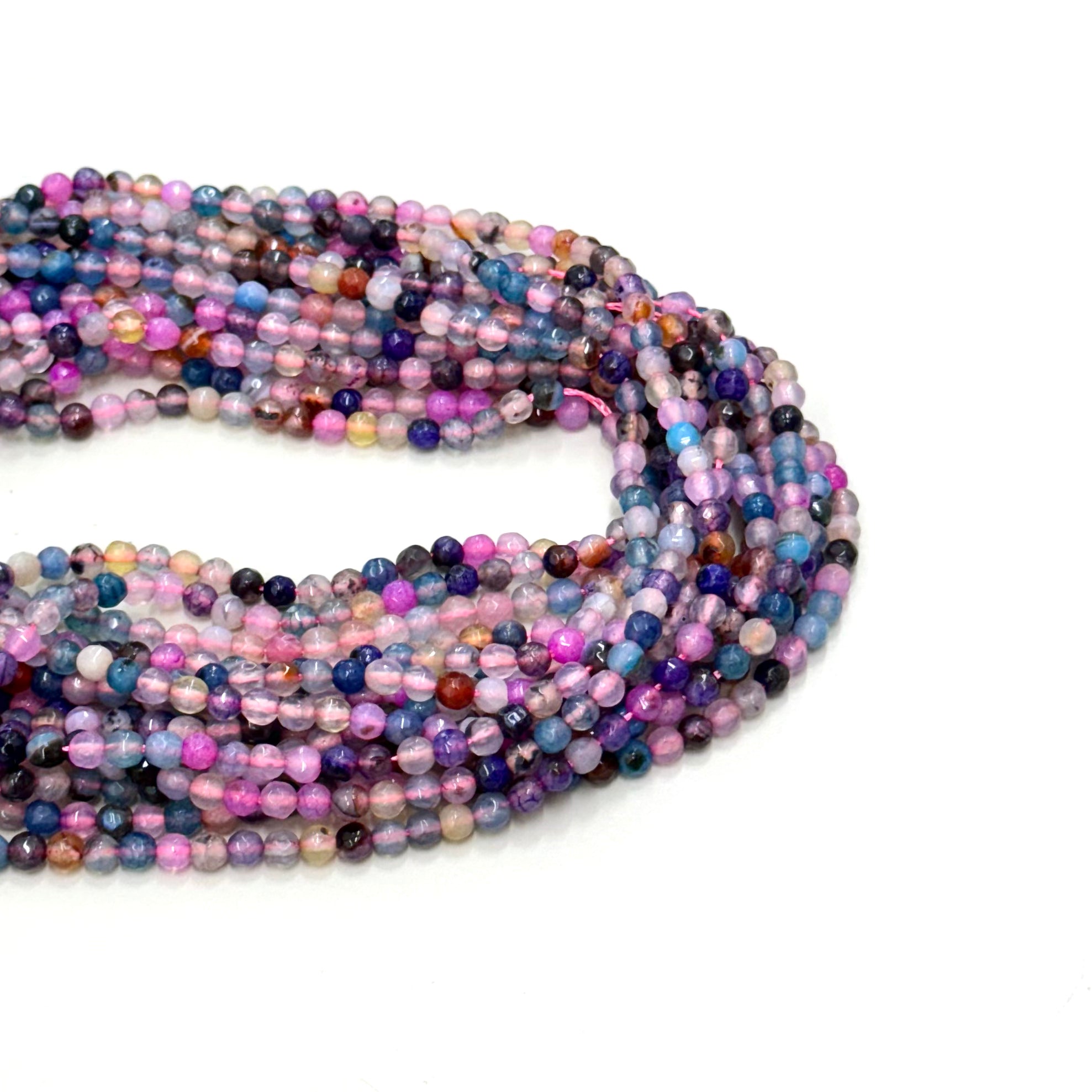 Agata Facetada | 4mm | Azul Morado Fucsia