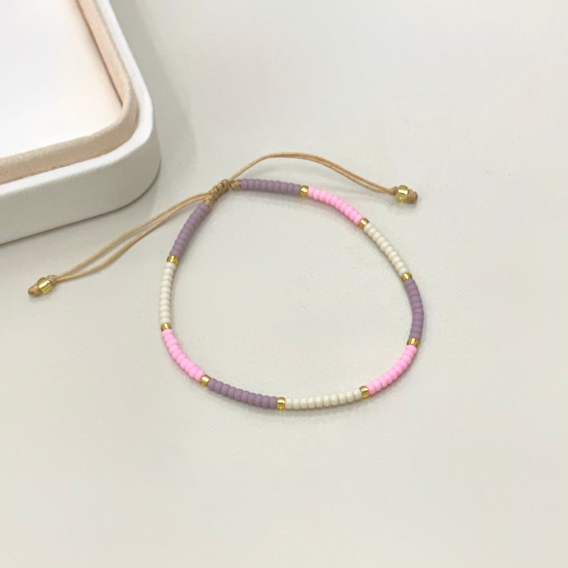 PULSERA MIX ROSA, CREMA Y LILA | LUNAM