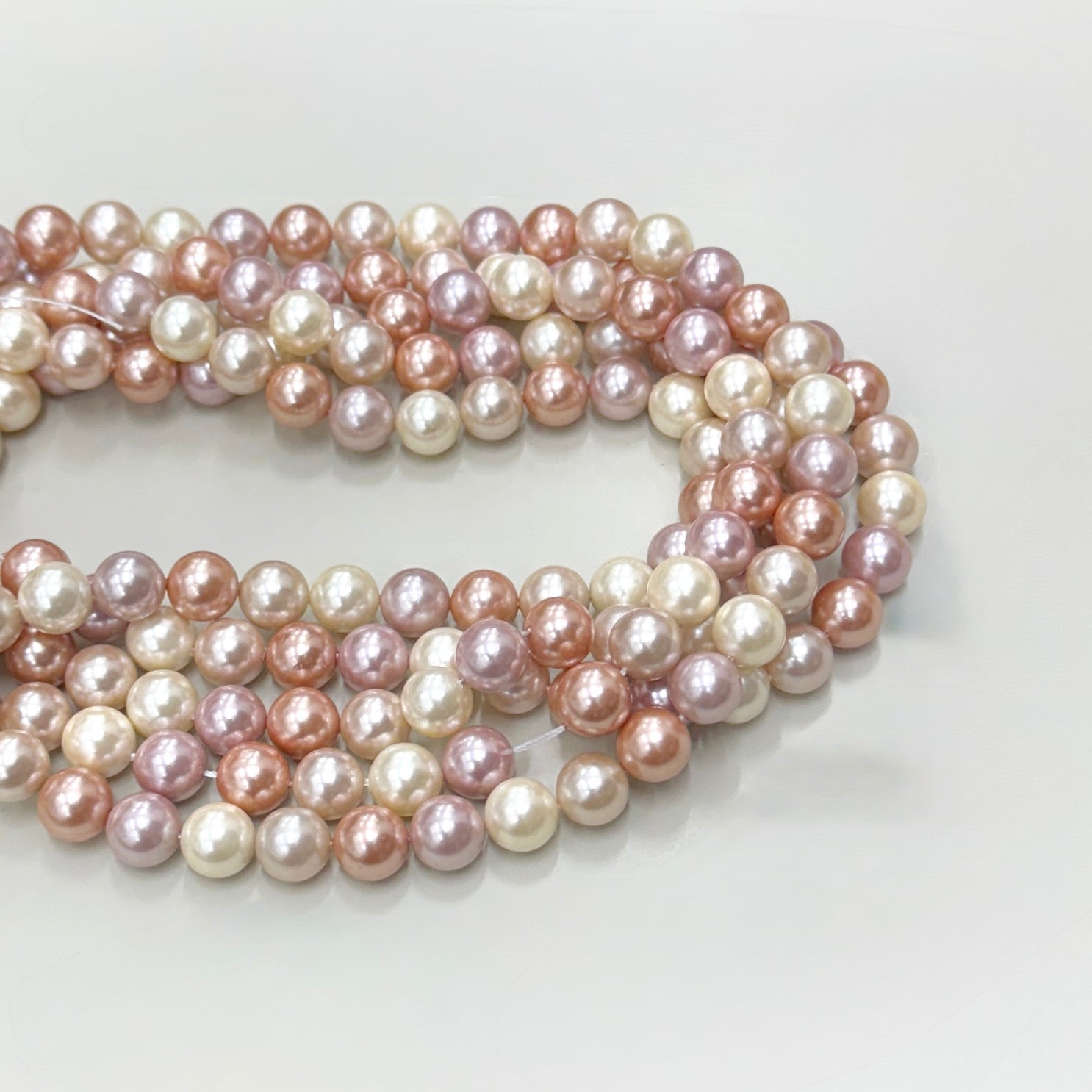PERLA SHELL | 10MM | MIX ROSADO Y MARFIL
