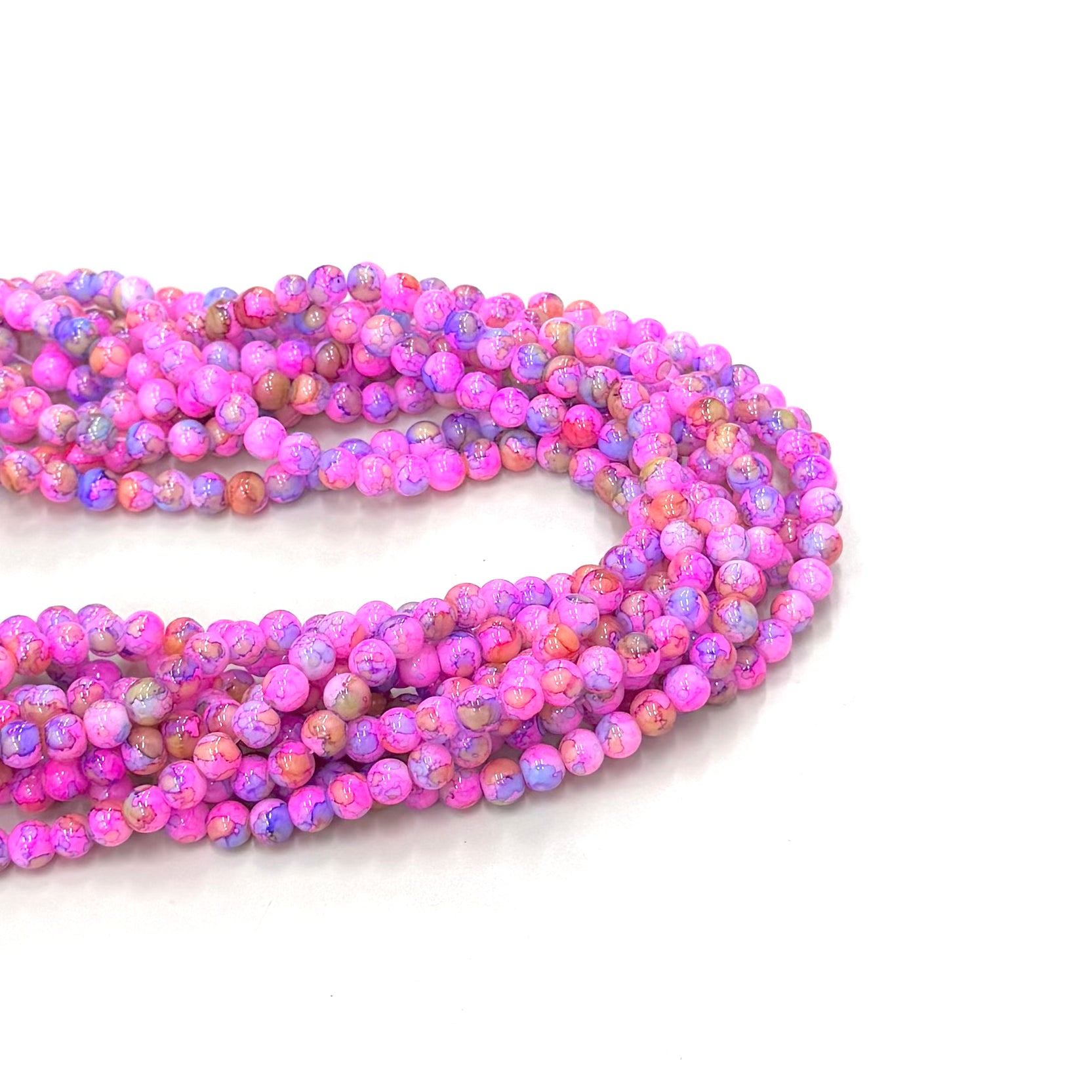 PERLA DE VIDRIO MATIZADA | AMARILLO Y FUCSIA