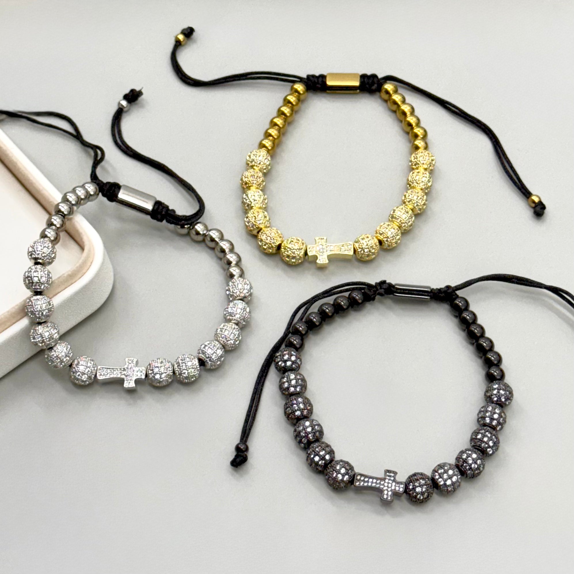PULSERA HILO | CRUZ CON STRASS
