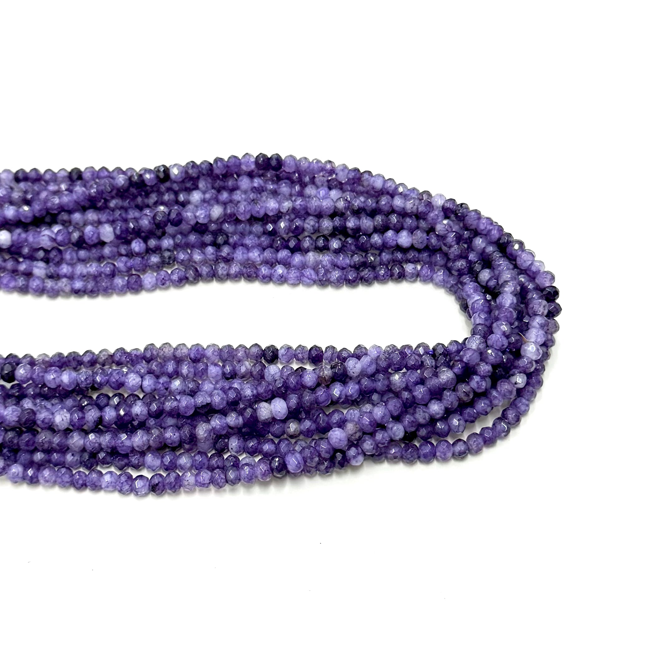 AGATA FACETADA RONDELL 4MM | MORADO OSCURO MATIZADO