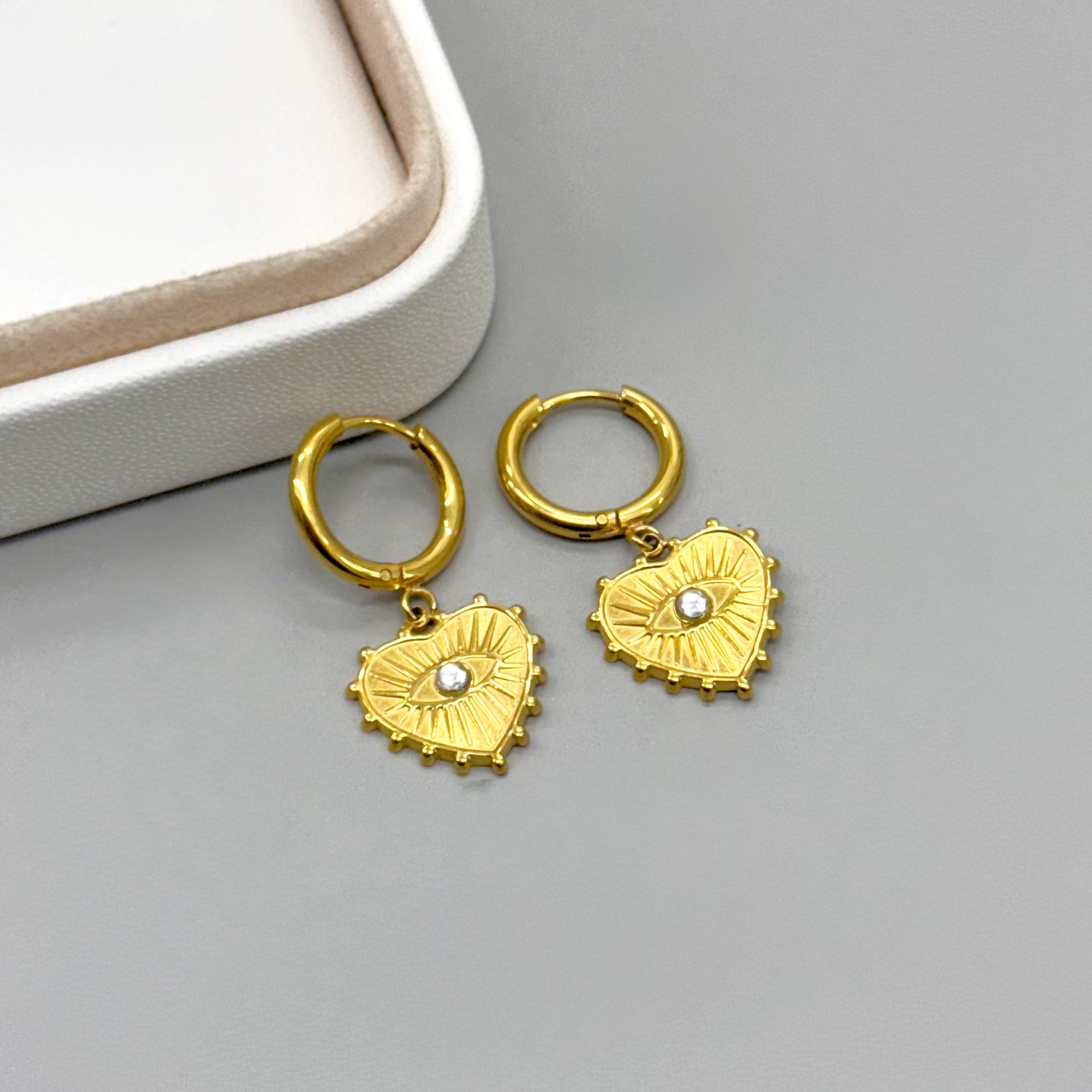 AROS | ARGOLLA CON COLGANTE DE CORAZÓN OJO TURCO