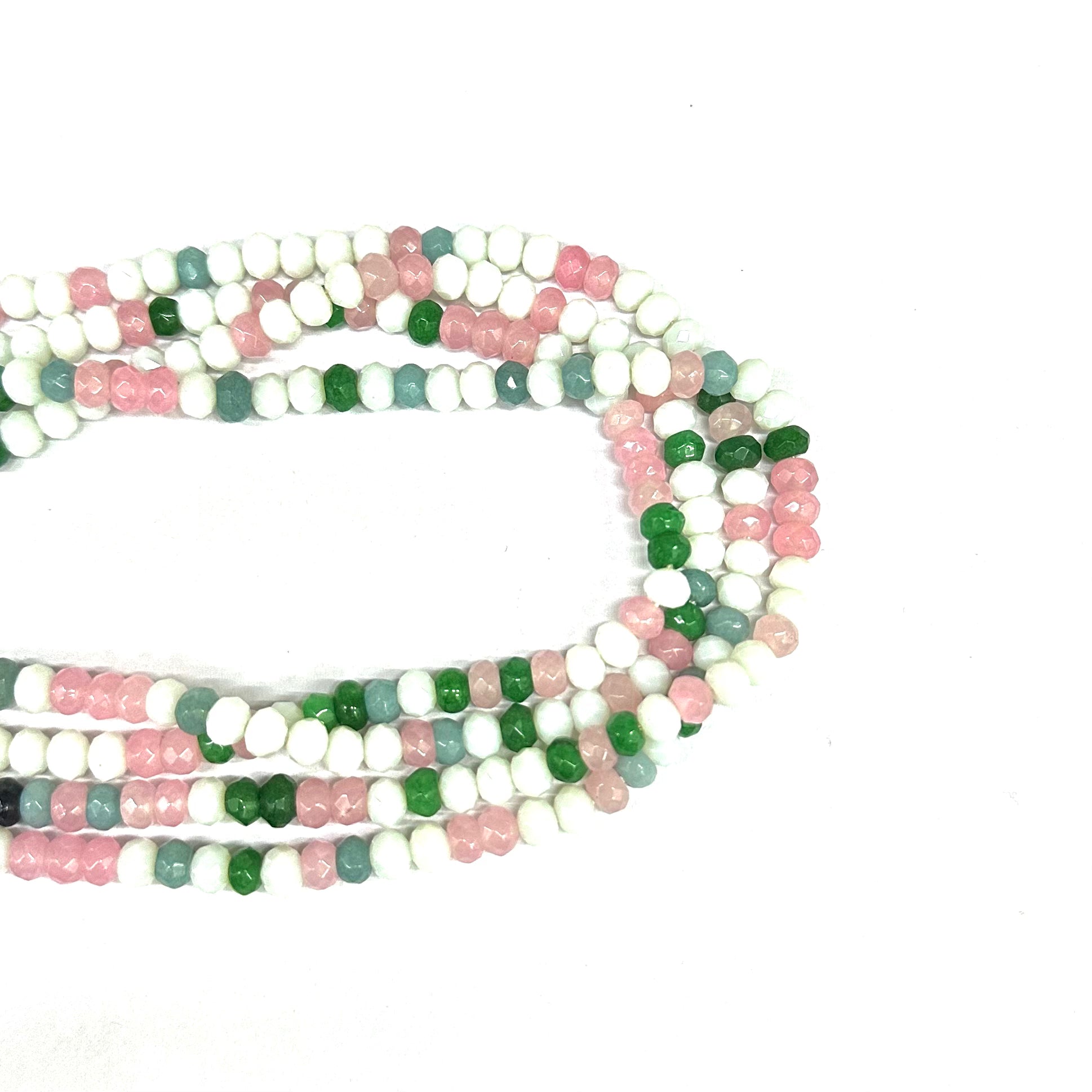 AGATA FACETADA RONDELL | 6MM | MIX BLANCO ROSADO VERDE CELESTE