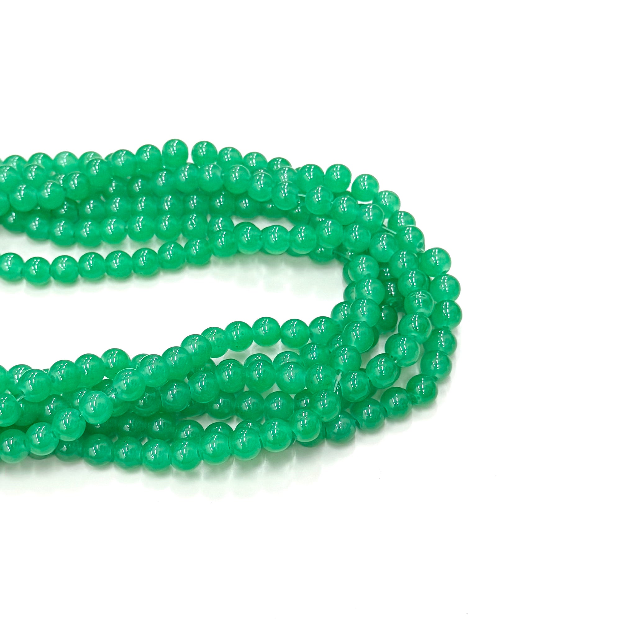 PERLA DE VIDRIO | 8MM | VERDE ESMERALDA TRASLÚCIDO