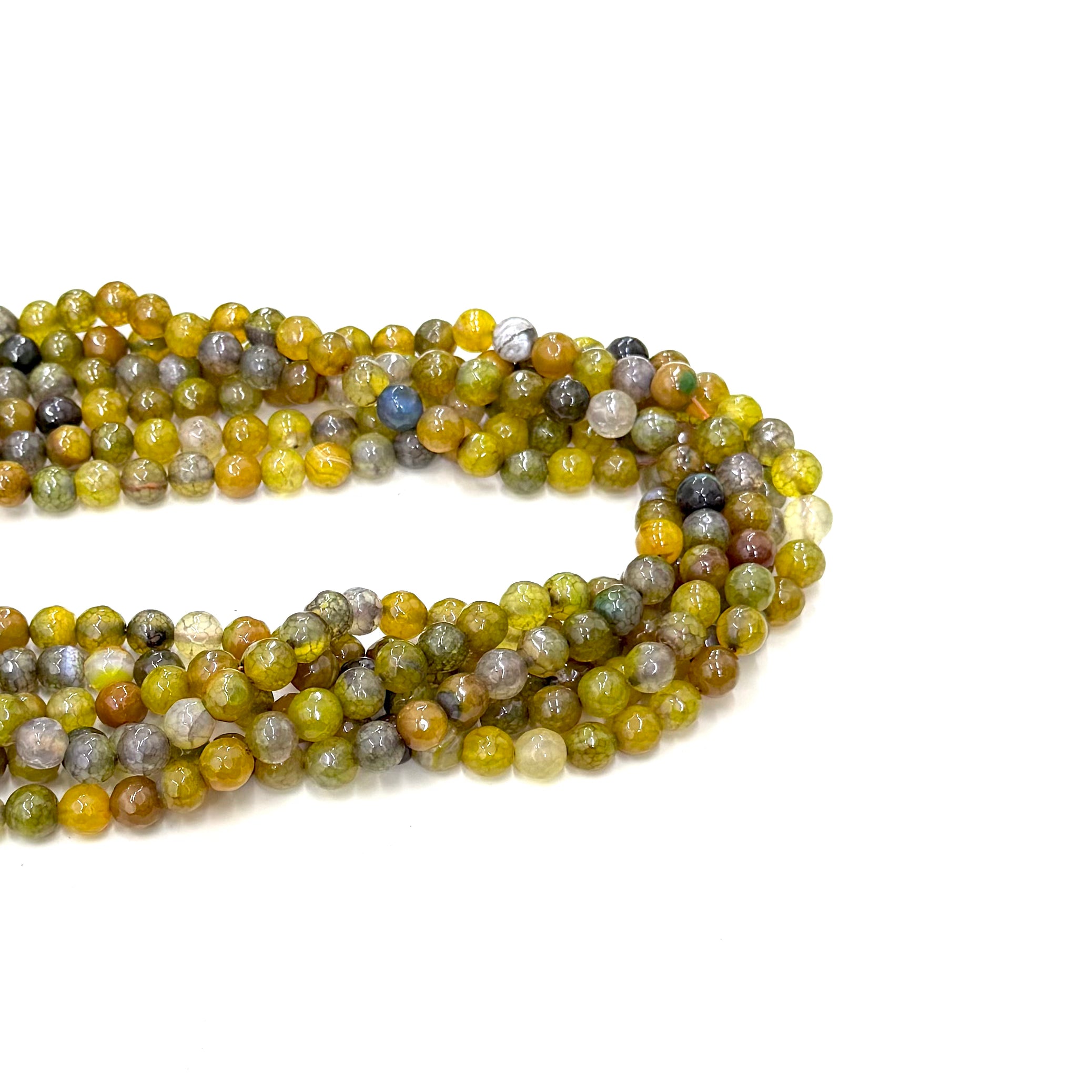 Agata Facetada | 8mm | Amarillo venas negra