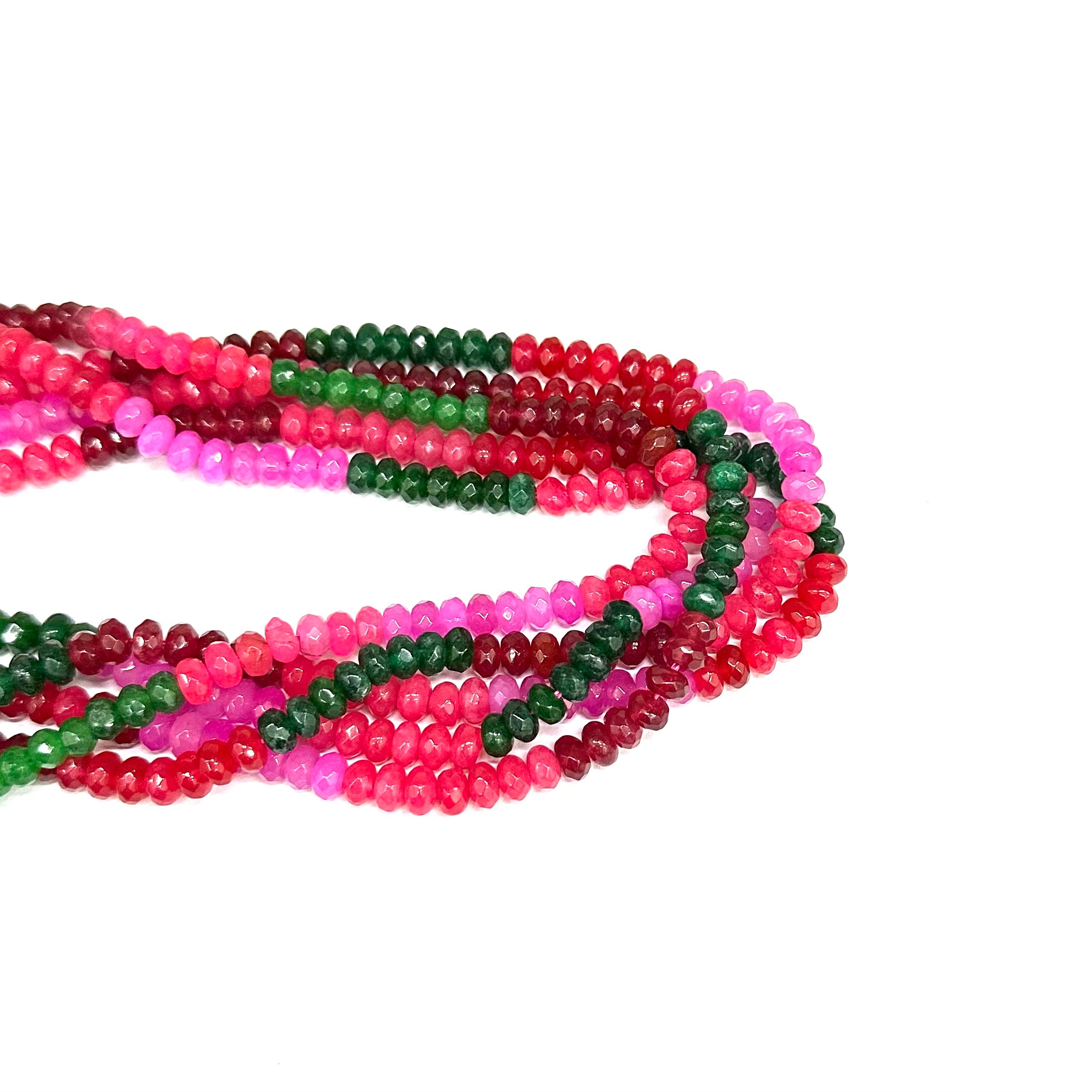 AGATA FACETADA RONDELL | 6MM | MIX TONOS FUCSIA Y VERDE