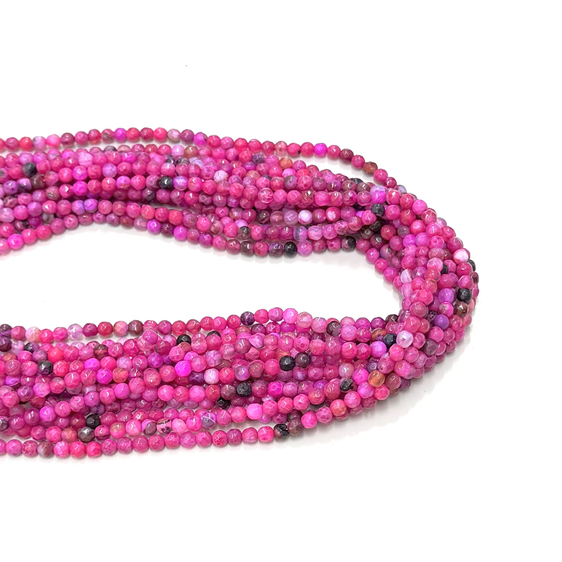 AGATA FACETADA | 4MM | MIX FUCSIA FUERTE