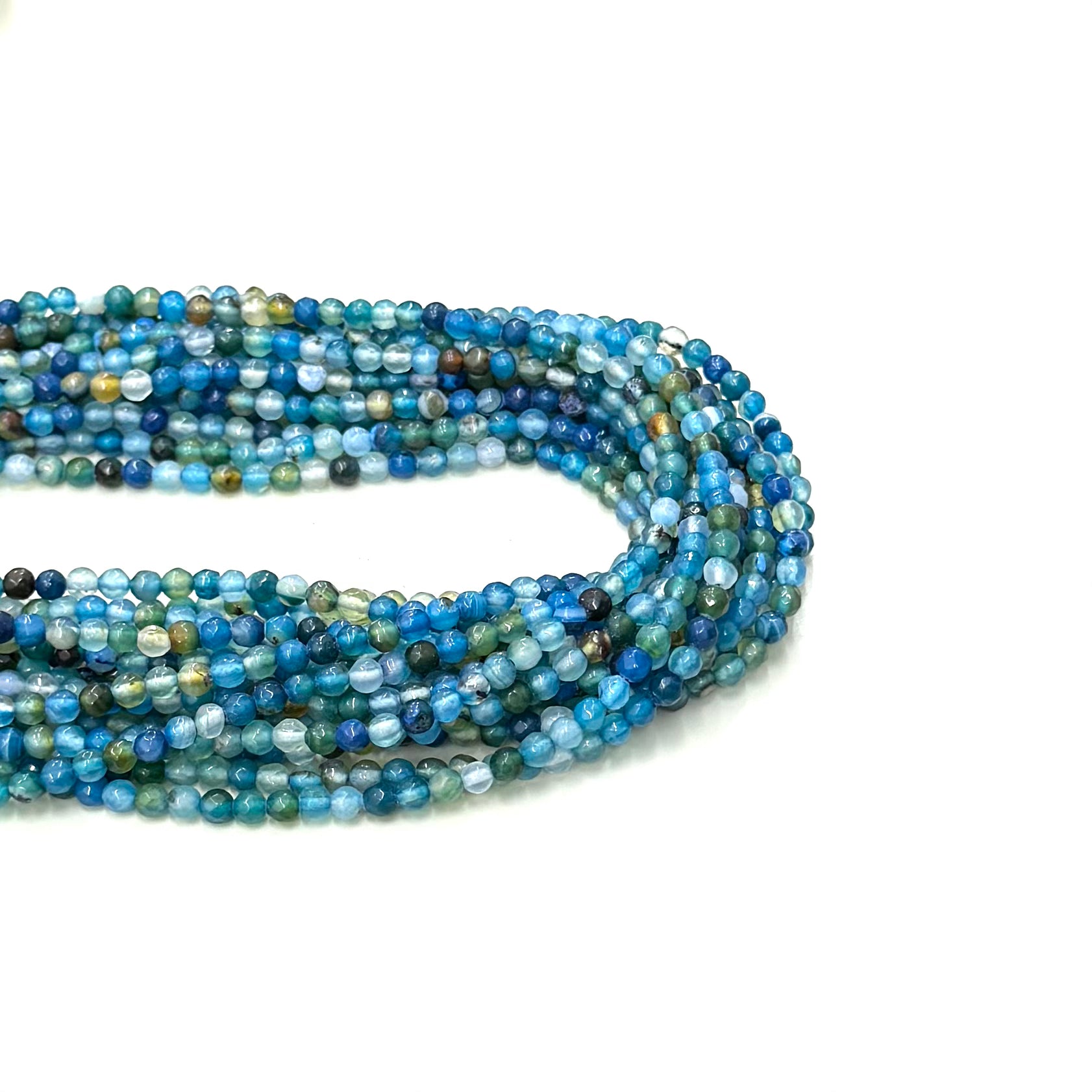 Agata Facetada | 4mm | Celeste Jaspeado