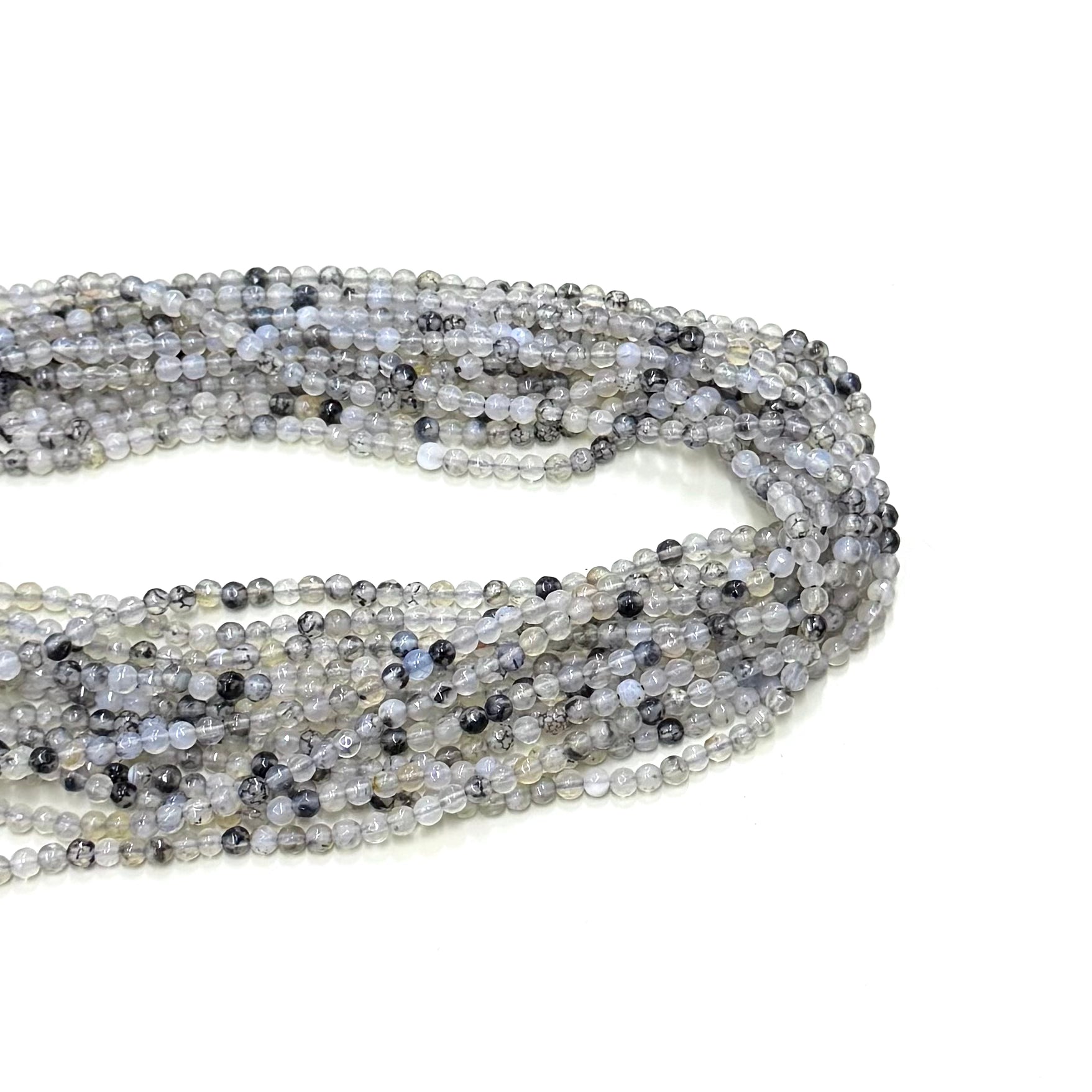 Agata Facetada | 4mm | gris blanco y negro matizado