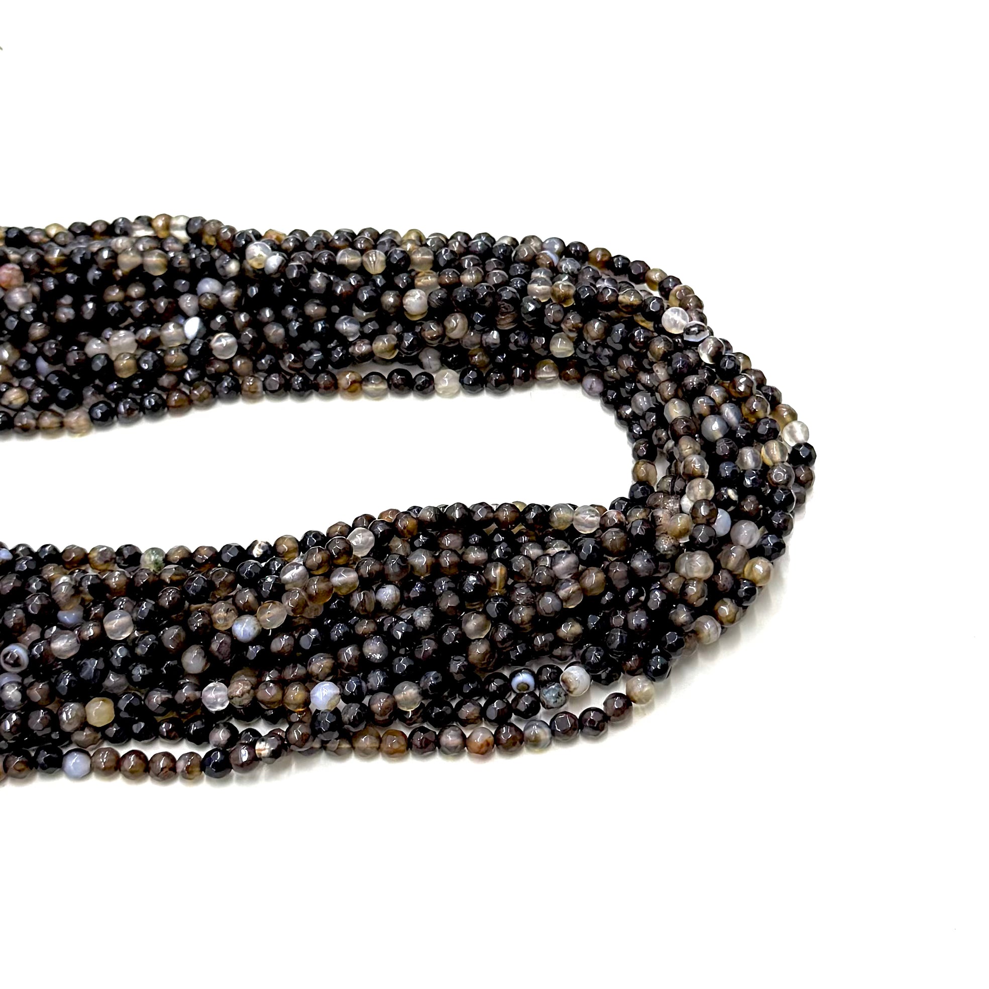 AGATA FACETADA | 4MM | NEGRO CAFE JASPEADO