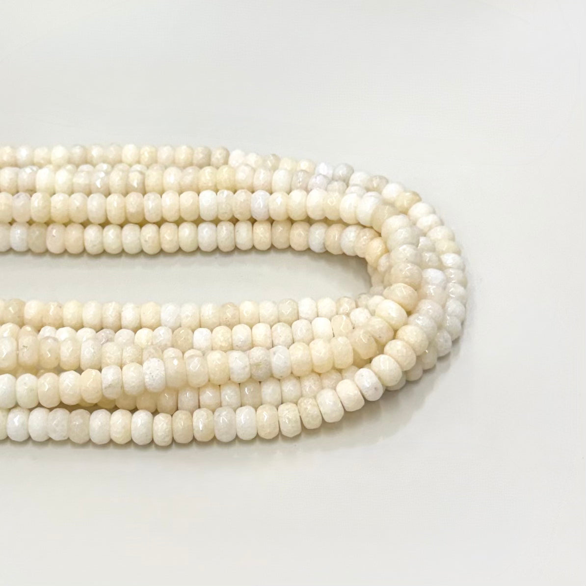 AGATA FACETADA RONDELL 8MM | CREMA OPACO