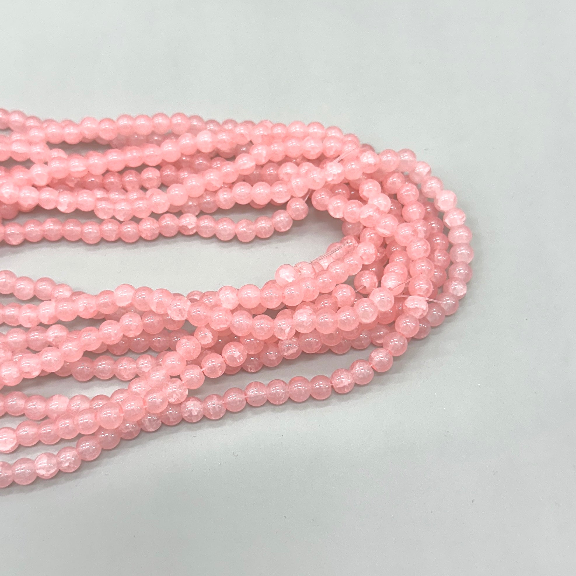 PERLA DE VIDRIO | 6MM | ROSA DAMASCO OSCURO TRASLÚCIDO