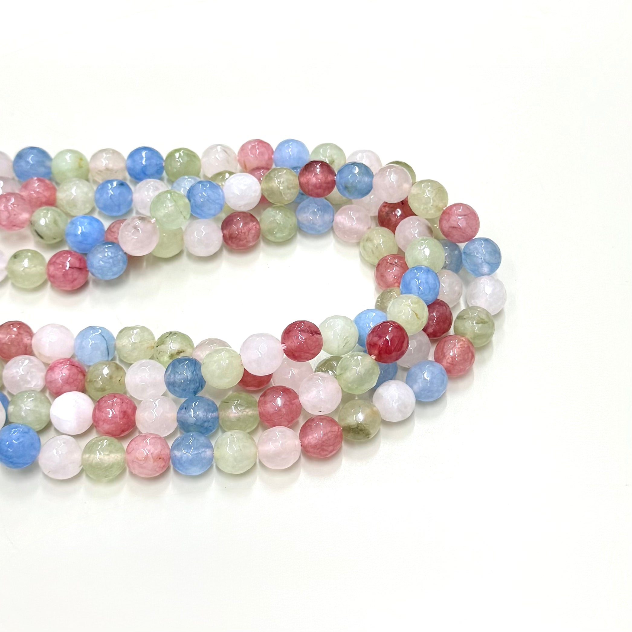 Agata Facetada | Mix Celeste Rosa Verde Rojo Claro