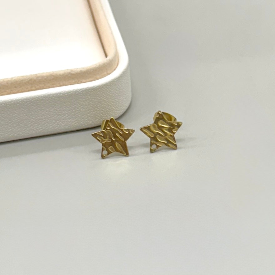 BASE DE ARO | ESTRELLA DISEÑO | ACERO | BAÑO DE ORO 18K | 12MM