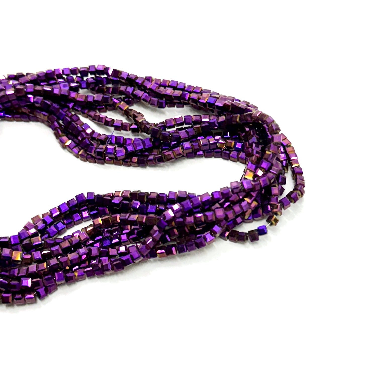 CRISTAL CUADRADO | 3MM | MORADO METALIZADO