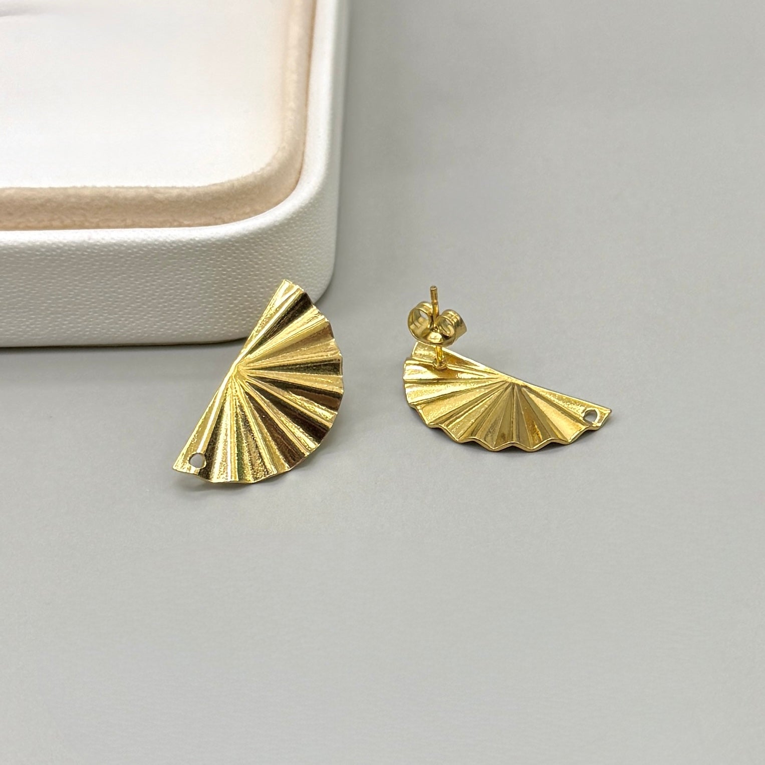 BASE DE ARO | ABANICO DISEÑO | BAÑO DE ORO 18K | 25MM