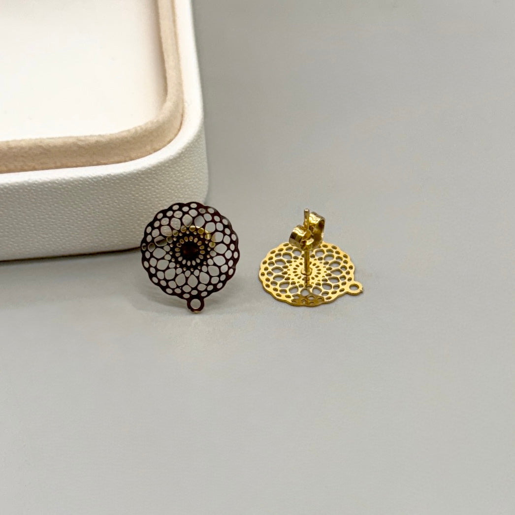 BASE DE ARO | MANDALA  DISEÑO | ACERO| BAÑO DE ORO 18K | 16MM