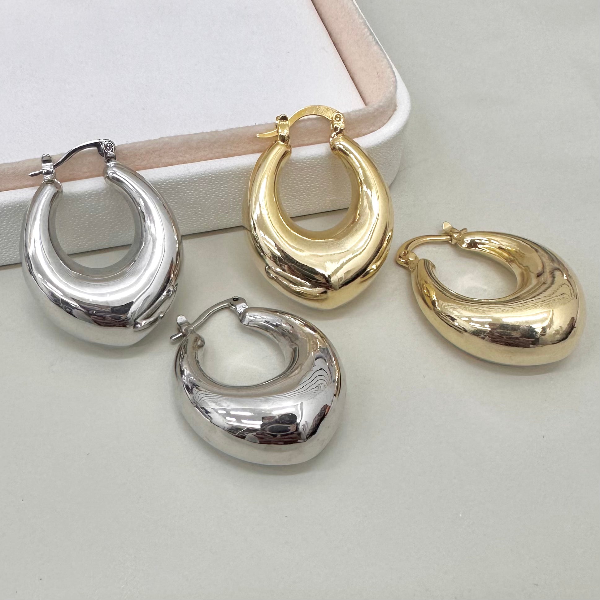 AROS  BAÑO DE ORO | ARGOLLAS GRANDES | 34MM X 14MM