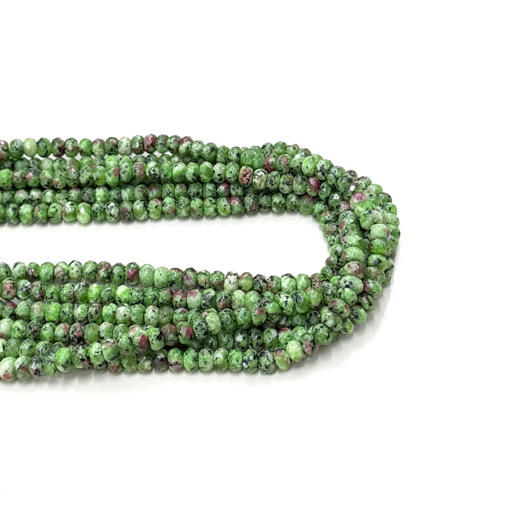 AGATA FACETADA RONDELL 6MM | VERDE Y BURDEO JASPEADO