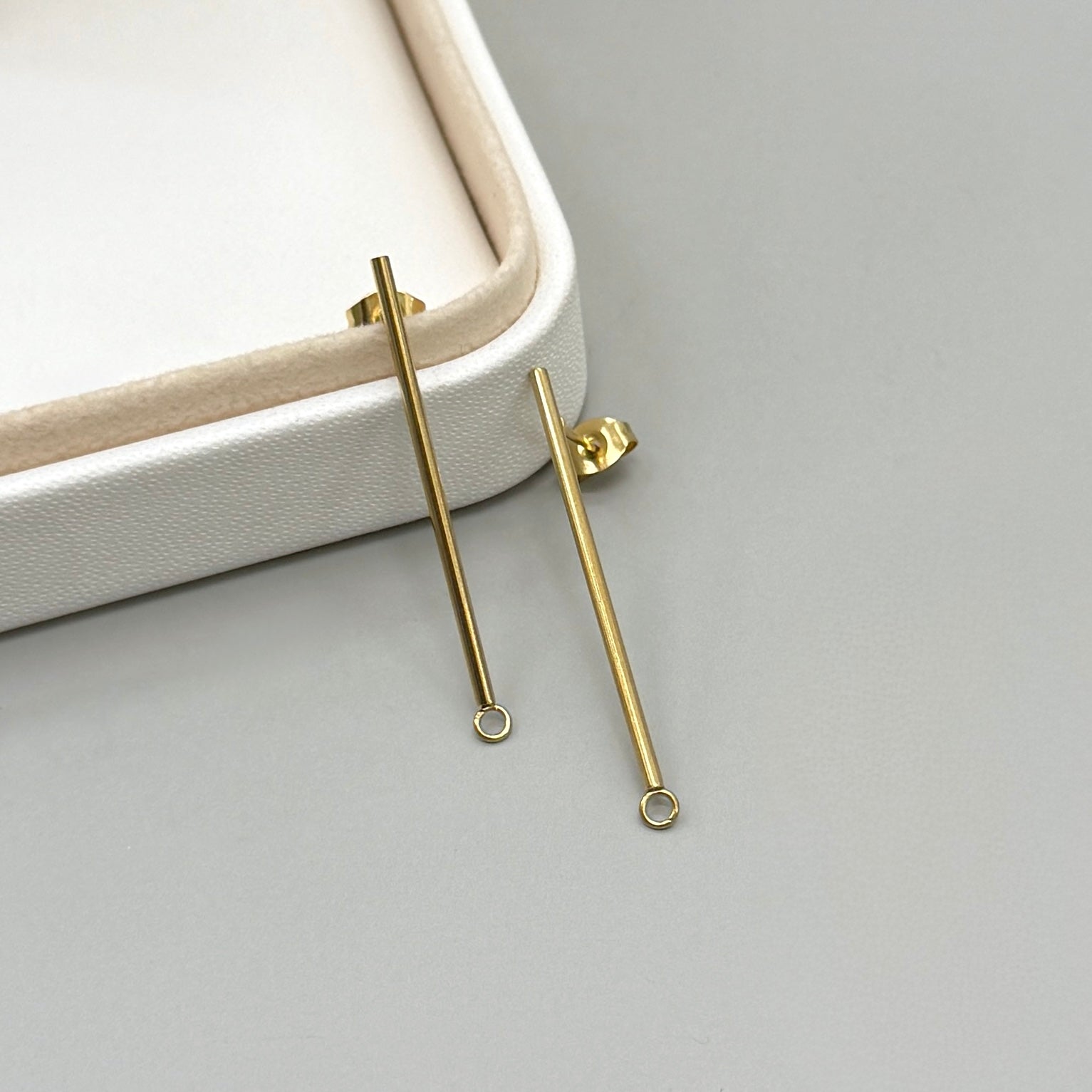 BASE DE ARO | PALITO LARGO| ACERO | BAÑO DE ORO 18K | 14MM