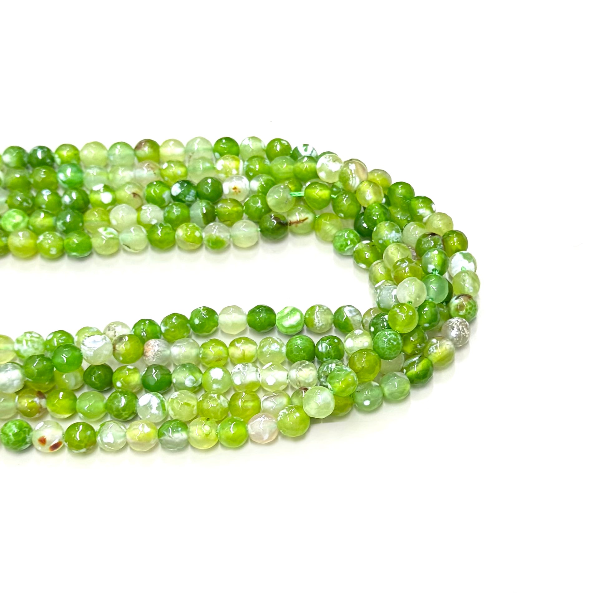 Agata Facetada | Verde Manzana con Blanco, Jaspeado