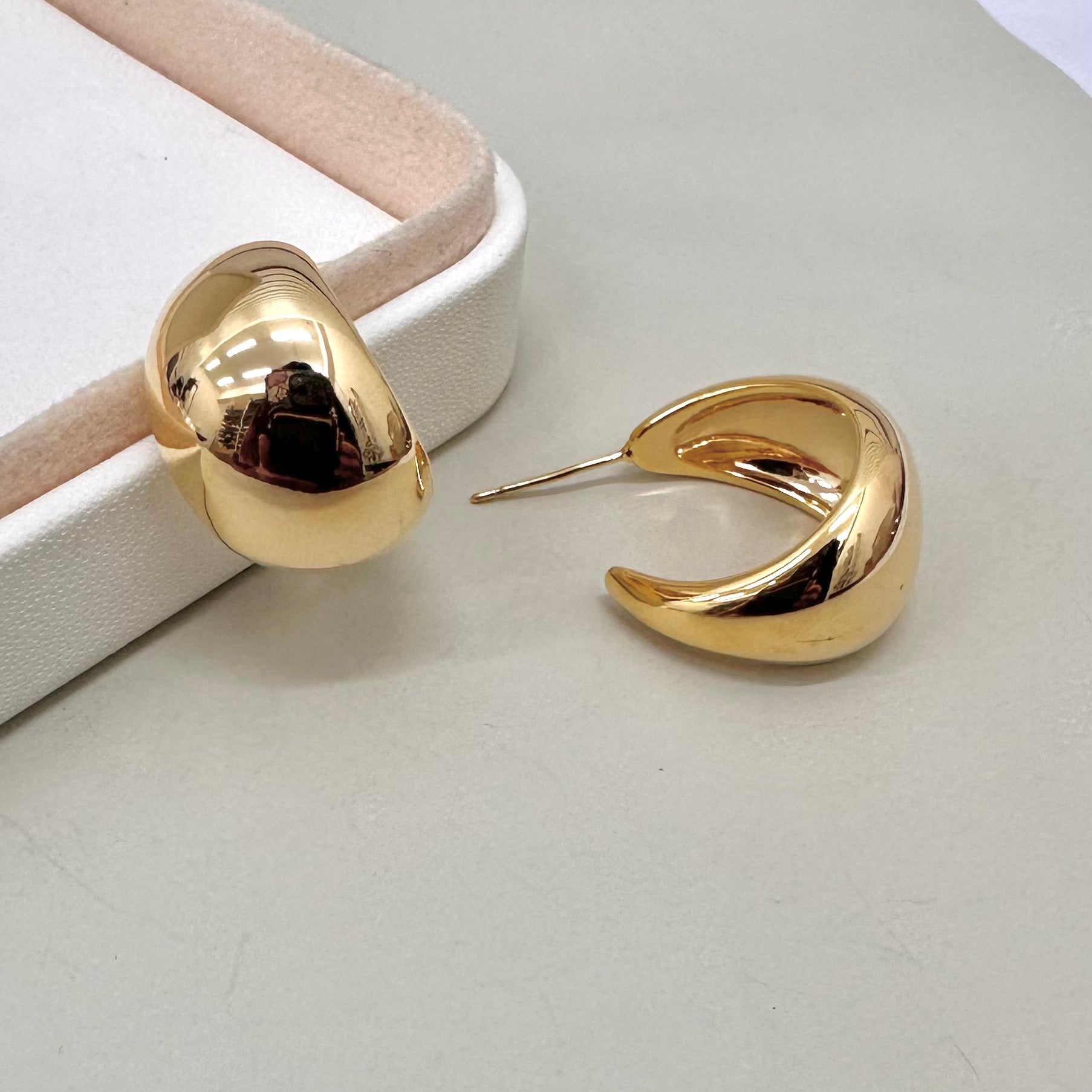 AROS  BAÑO DE ORO | ARGLLA LUNA CRECIENTE | 20MM X 15MM