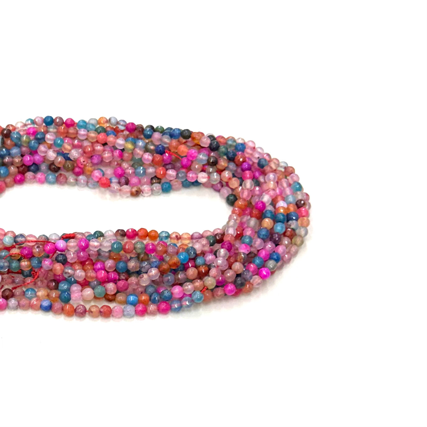 Agata Facetada | 4mm | Mix rosado celeste naranja