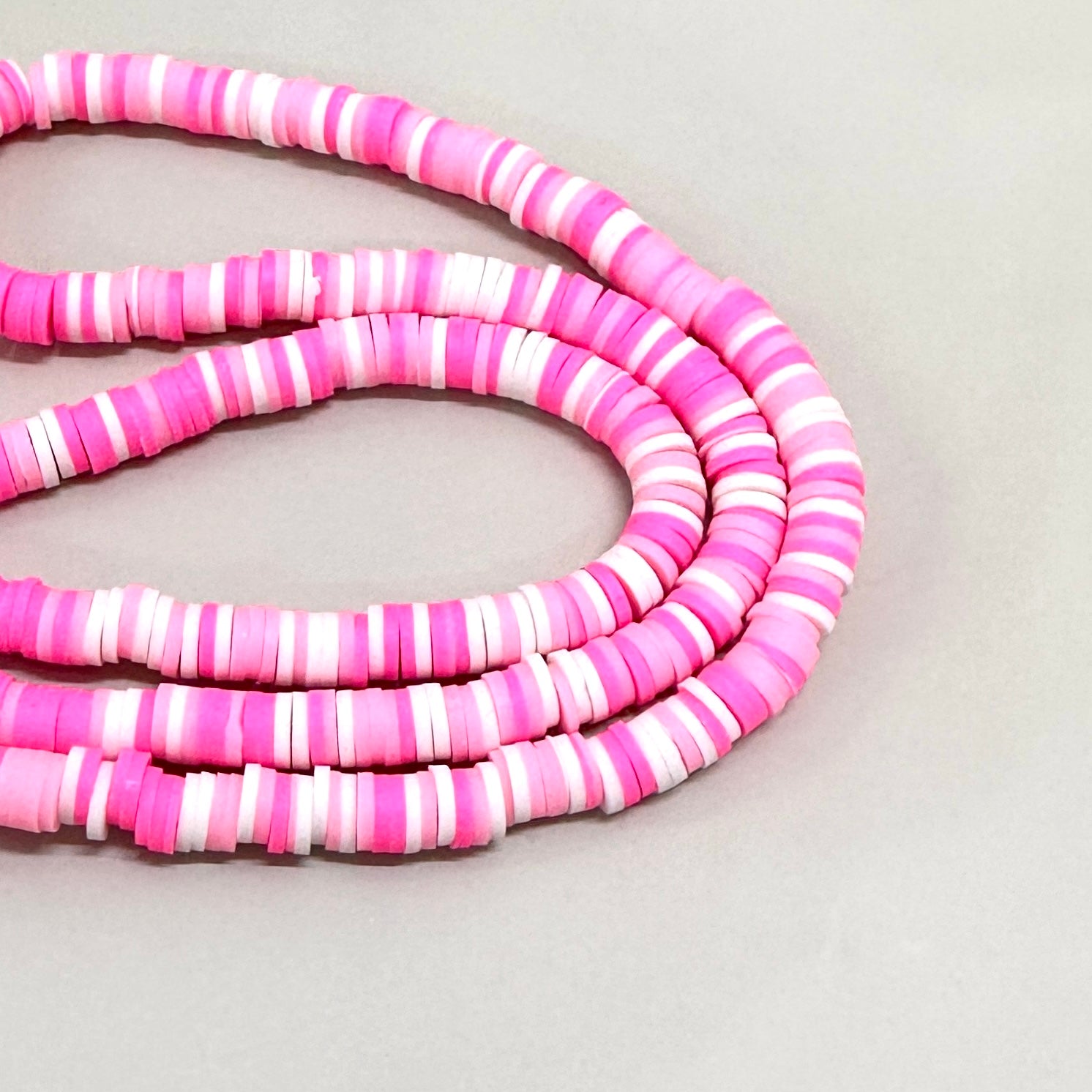 Fimo | Círculos Planos | Blanco, Fucsia y Rosado