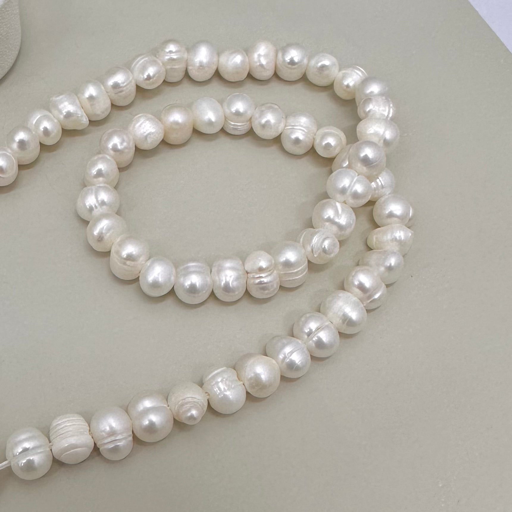 PERLA DE RIO HORIZONTAL BLANCA | 6x5mm