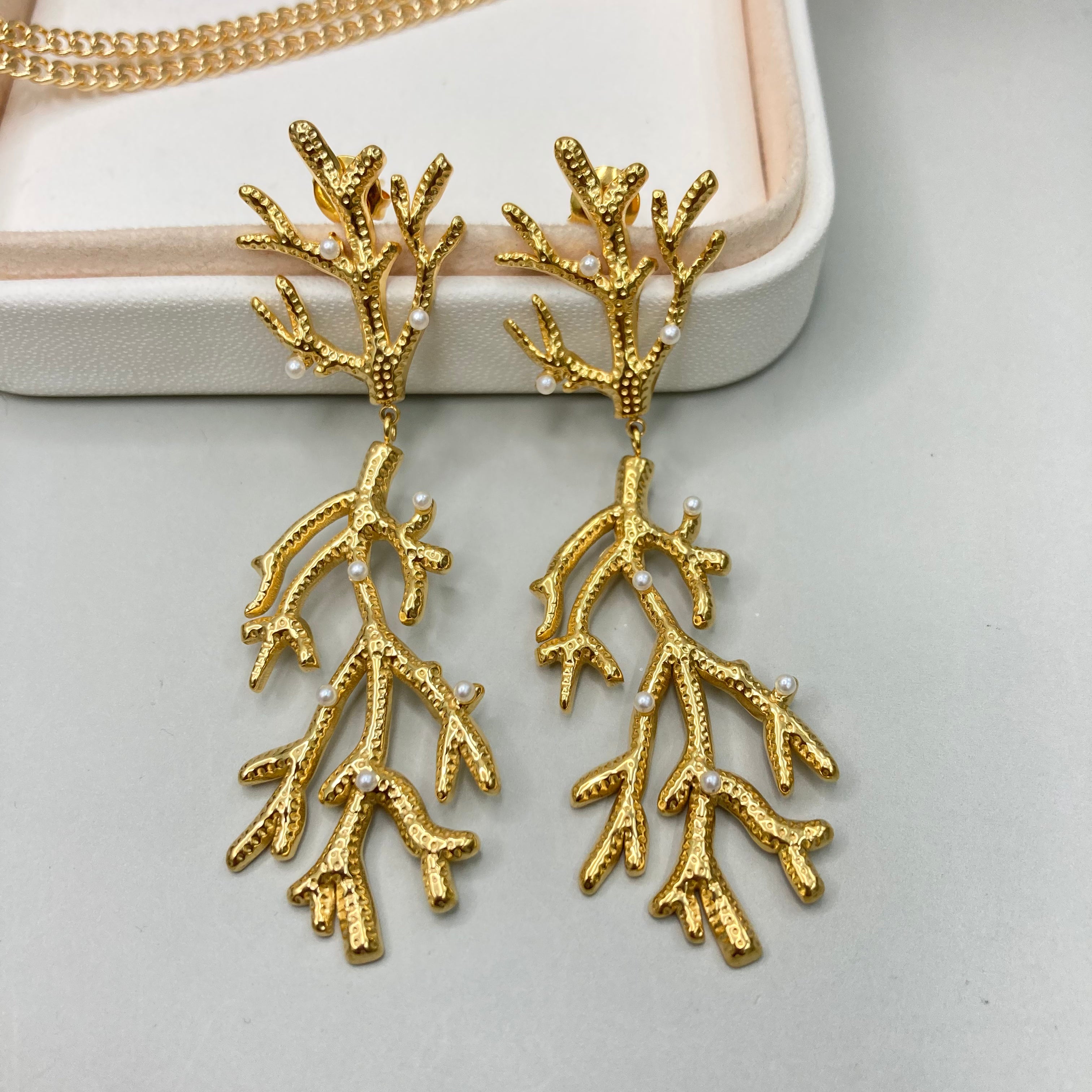 AROS | DOBLE CORAL CON MINI PERLAS