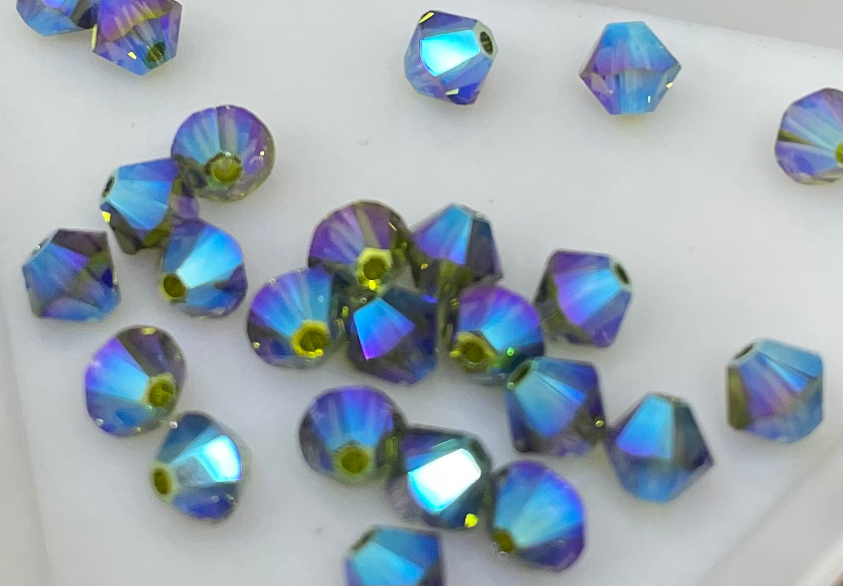 Bead Swarovski Crystals | 4mm | C3 CT | 12u | Morado  azul y amarillo