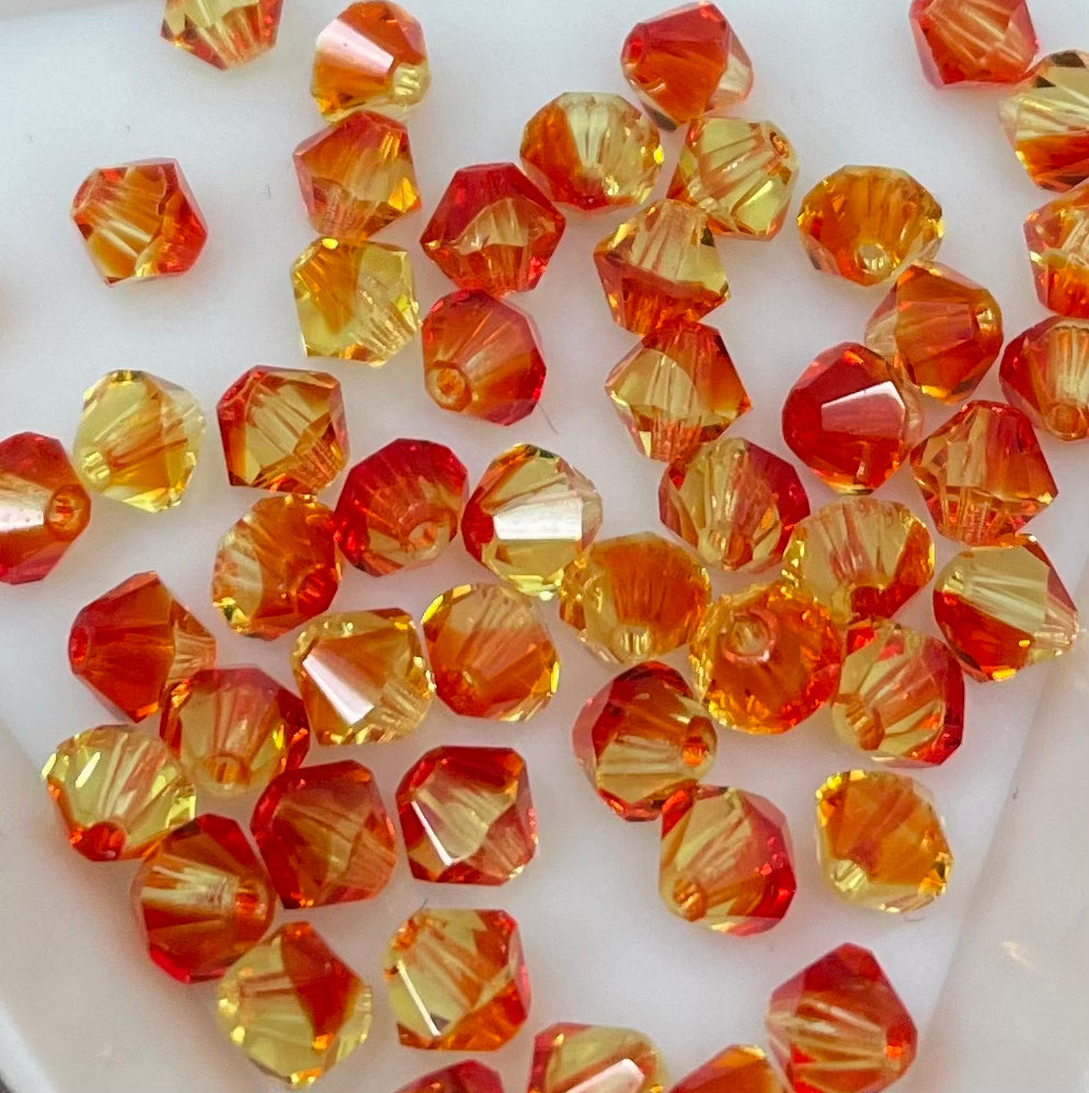 Bead Swarovski Crystals | 4mm |  ST  | 25u | Bicolor naranja amarillo