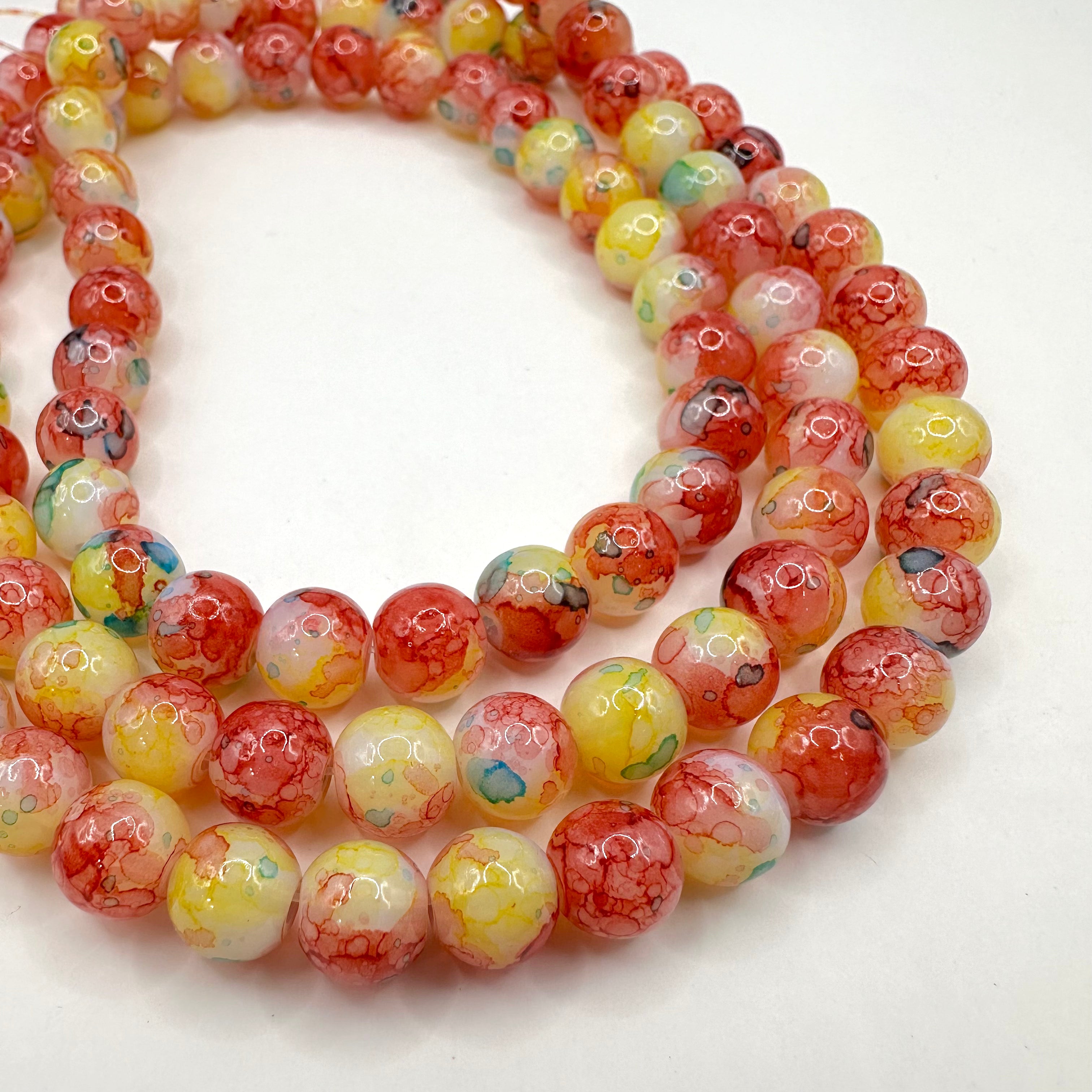 PERLA DE VIDRIO MATIZADA | AMARILLO Y ROJO