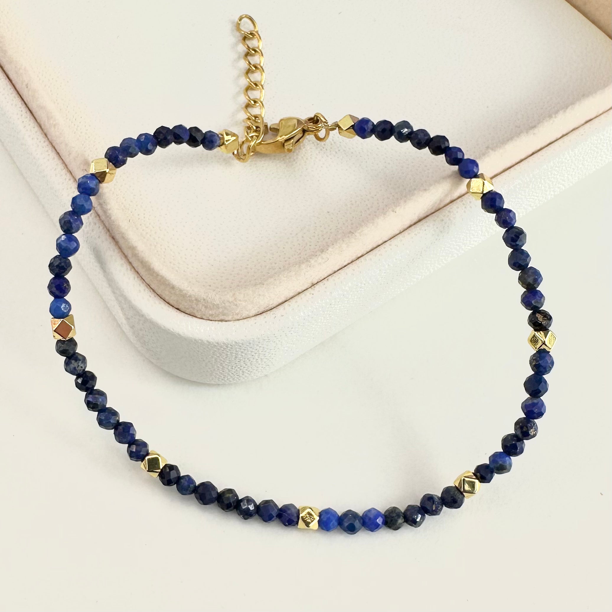 PULSERA DE PIEDRAS | LAPISLAZULI | BAÑO DE ORO | 20CM (15-4B)