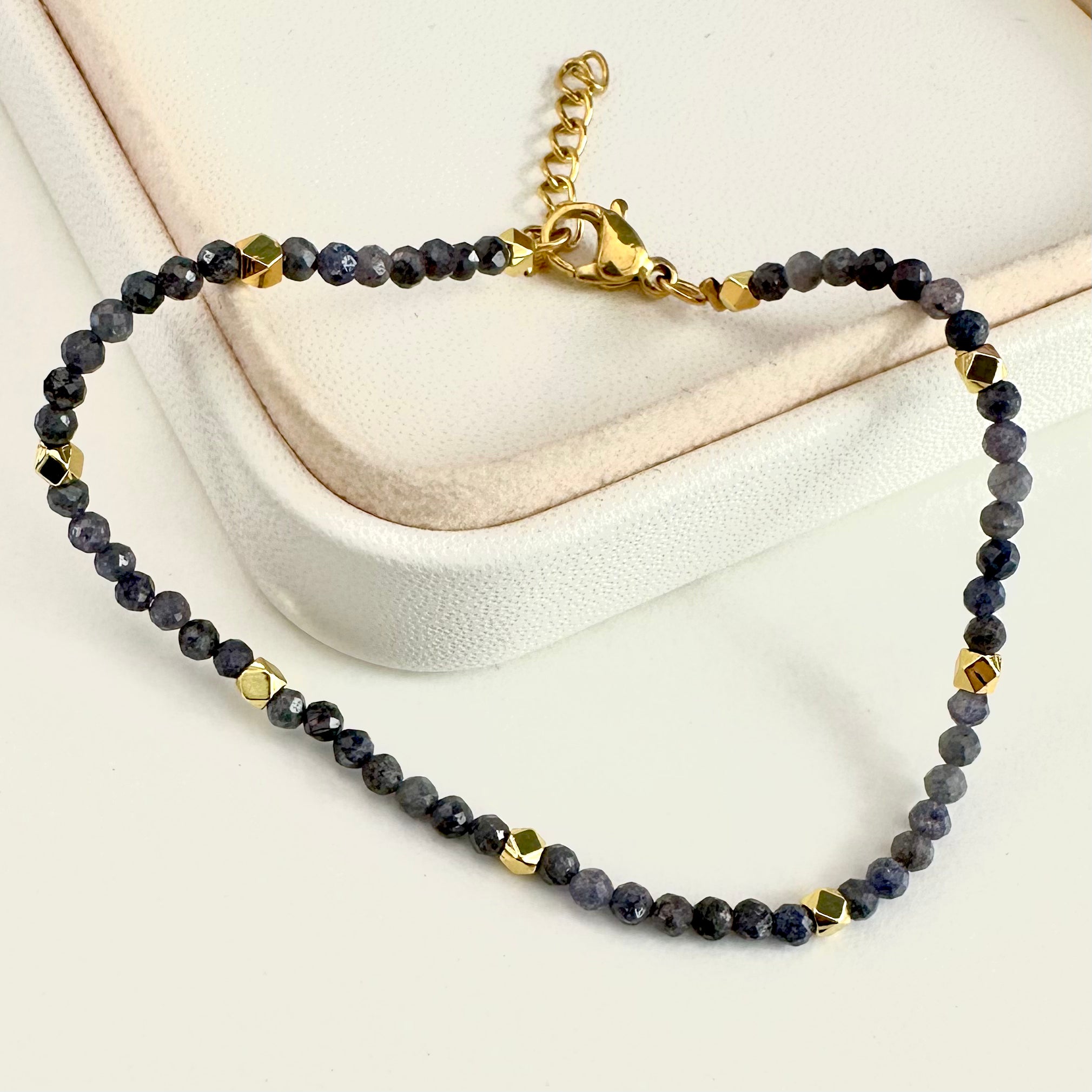 PULSERA DE PIEDRAS | ZAFIRO | BAÑO DE ORO | 20CM (13-1b)