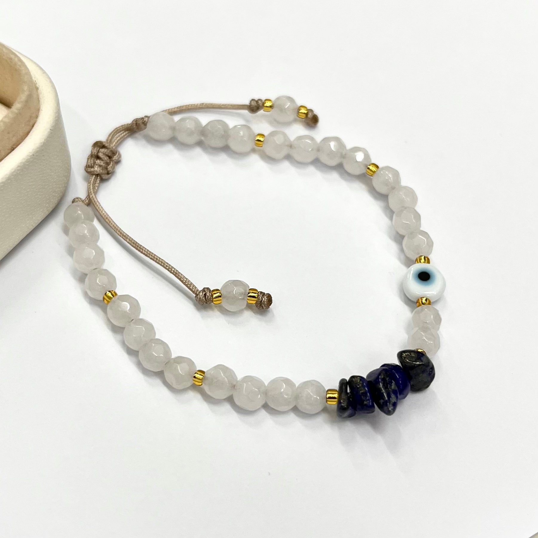 PULSERA BLANCA | CHIP LAPIZLASULI | LUNAM