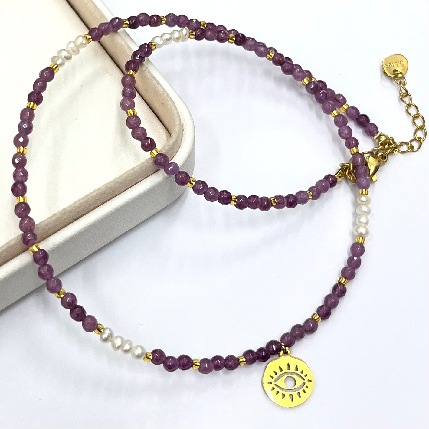 COLLAR MORADO Y PERLA | LUNAM