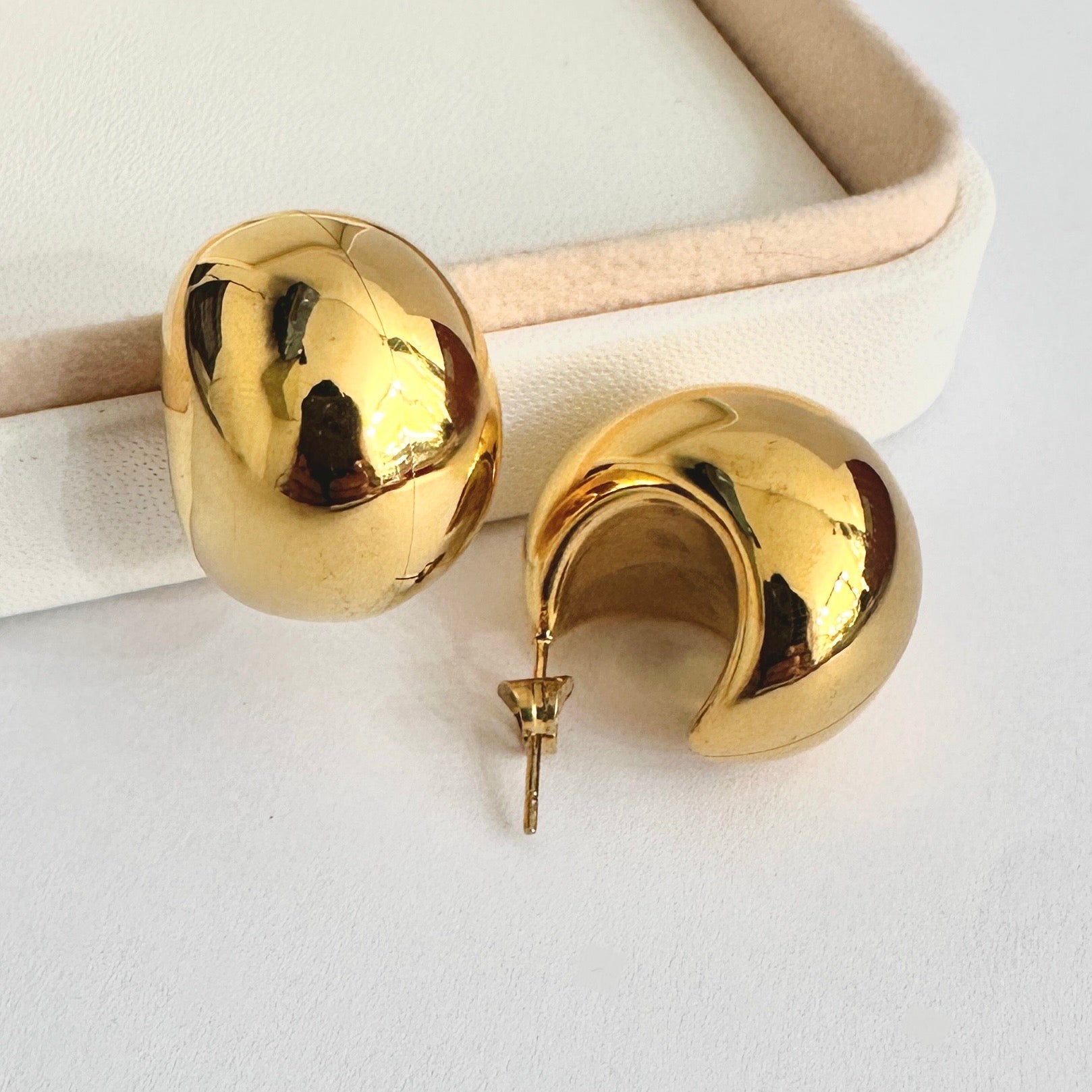 AROS SEMI HUEVITO | BAÑO DE ORO 18K | 25MM