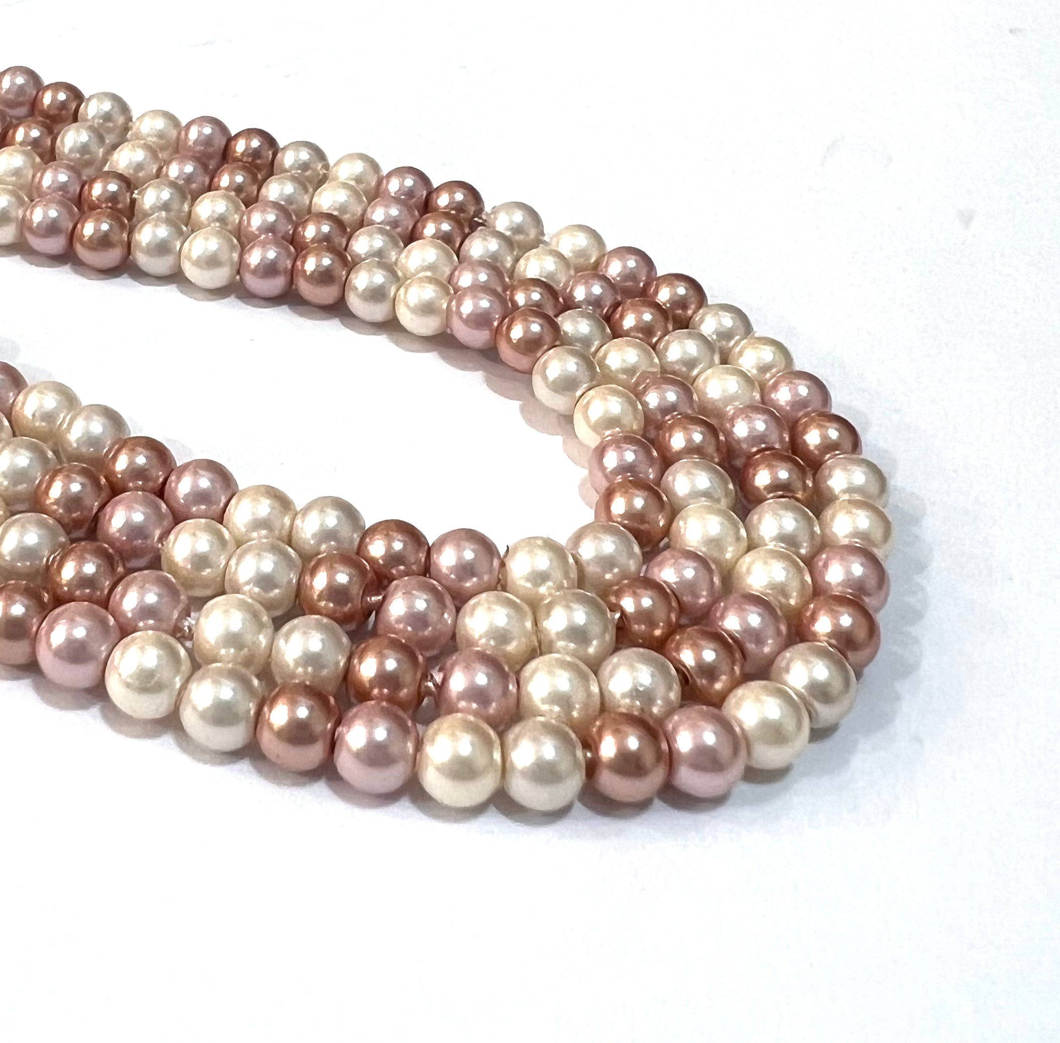 PERLA SHELL | 4MM |MIX ROSADO Y MARFIL[8-67D]