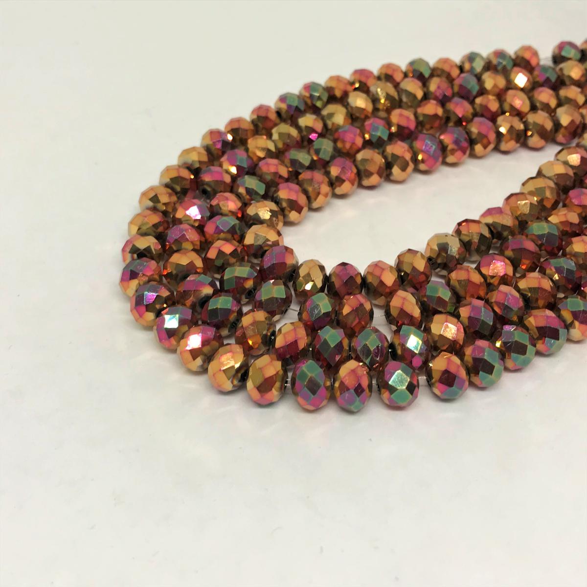 Chato Cristal chato | 8 mm | Metal Gold Fucsia