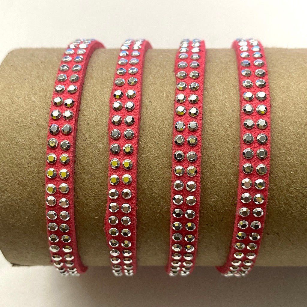 GAMUZA CON STRASS | 7MM | 1MTR | CORAL (7-3Z) [23-2H]