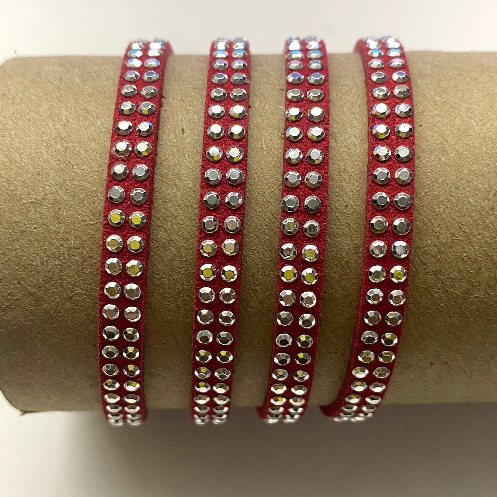 GAMUZA CON STRASS | 7MM | 1MTR | ROJO (7-2Z) [23-1H]