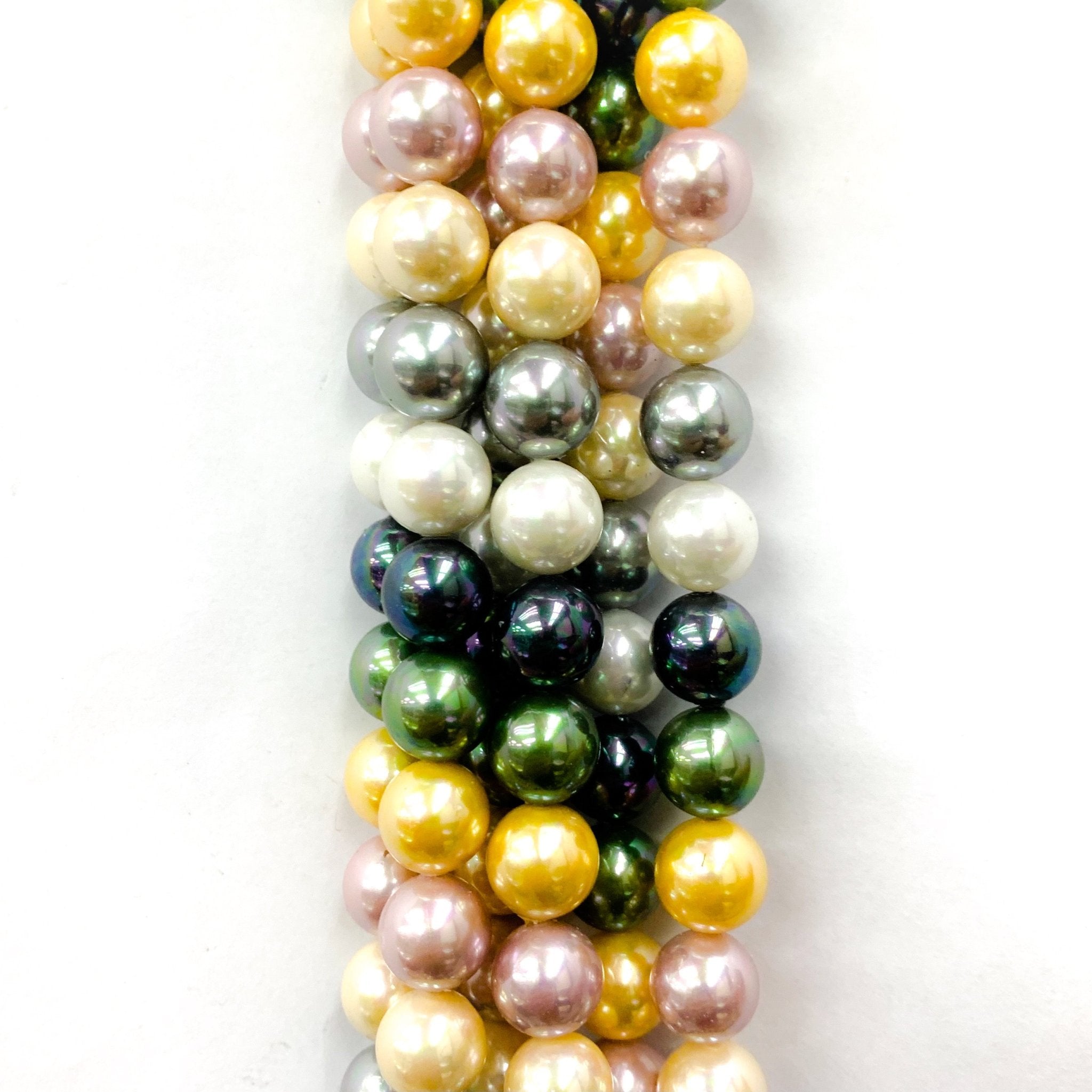 PERLA SHELL | 10MM | MIX VERDE ROSA AMARILLO (10-9U)