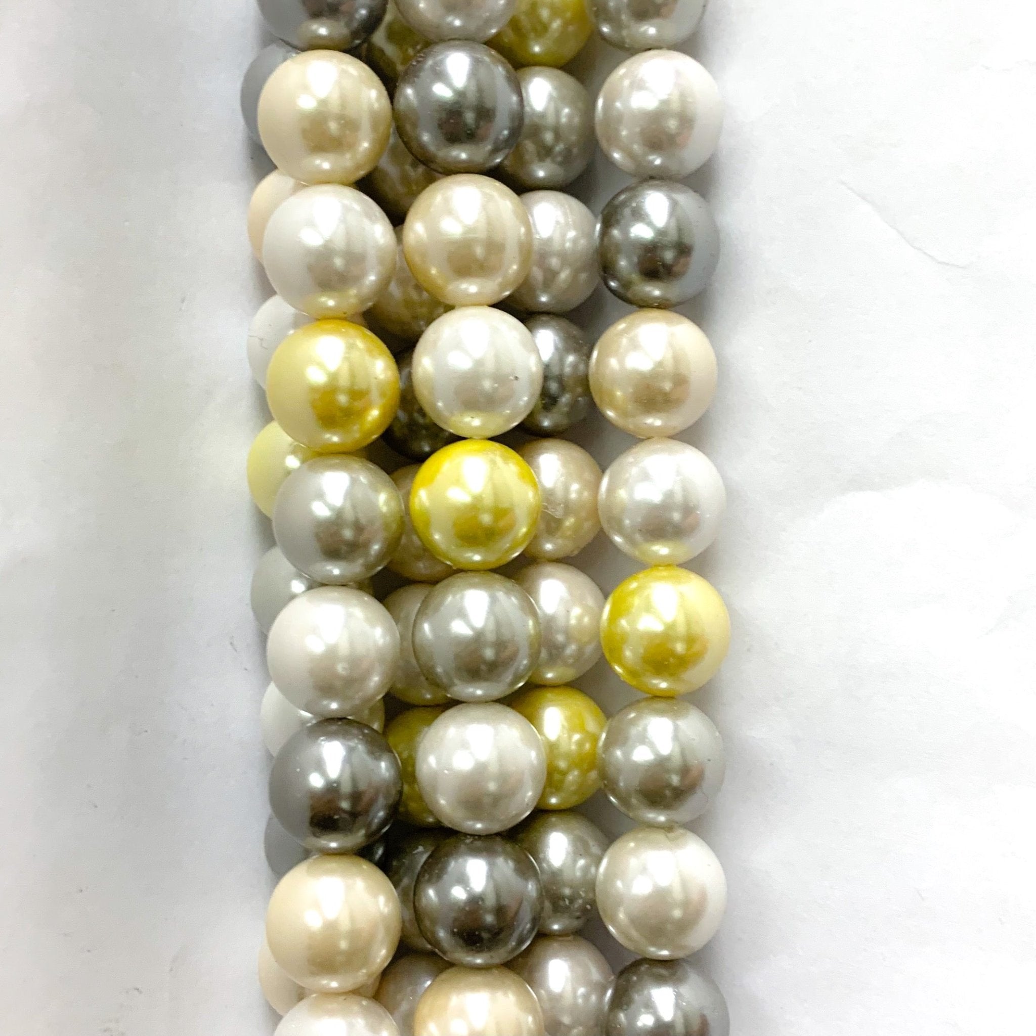 PERLA SHELL | 12MM | MIX GRIS Y AMARILLO (7-13U)