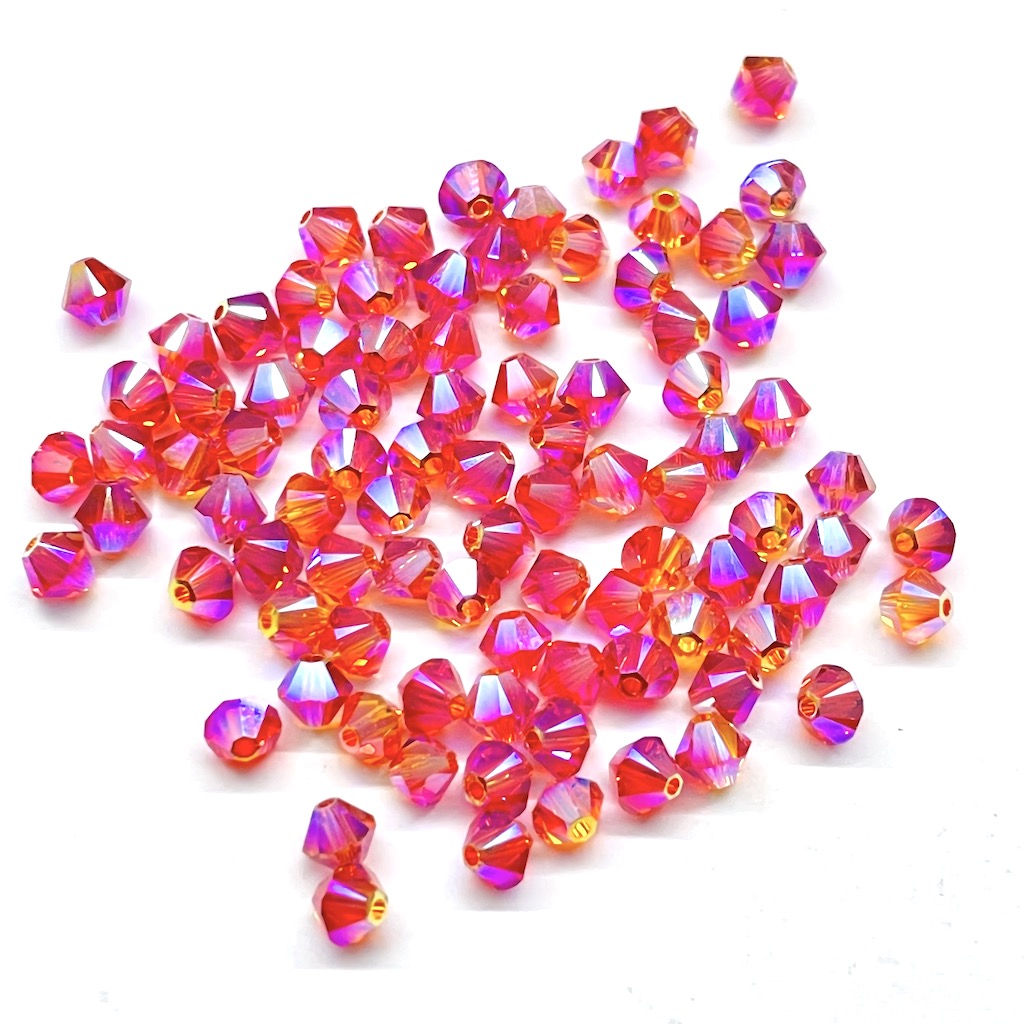 Bead Swarovski Crystals | 4mm | C2 CT #237 | 12u | Rojo-naranja Tornasol