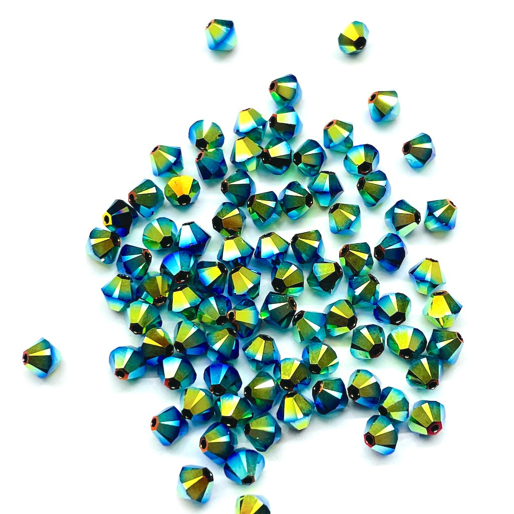 Bead Swarovski Crystals | 4mm | C2 CT #280 | 12u | Verde azul Metalizado